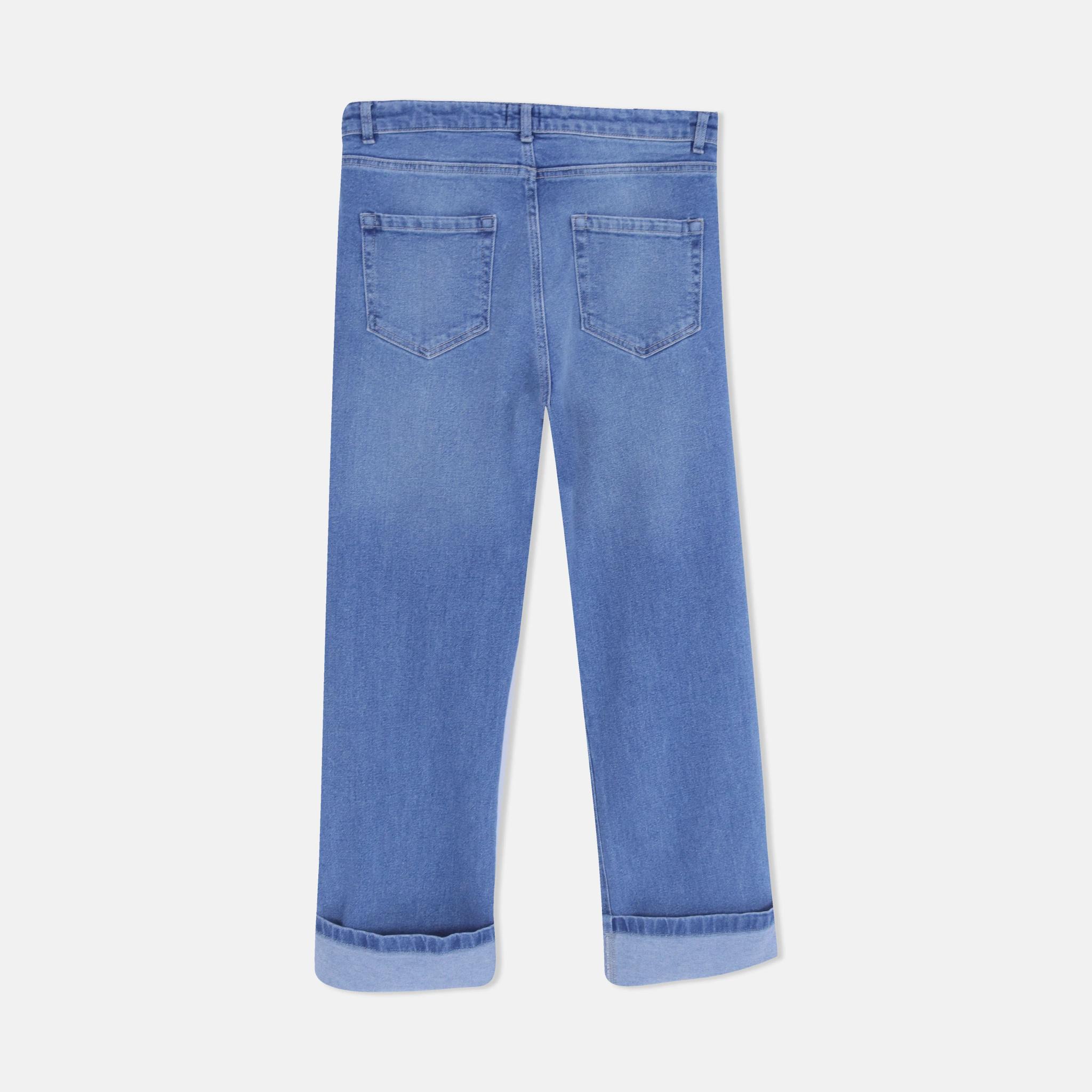 Women's High-Rise Straight-Leg Jeans with Cuffed Hem media preview 4