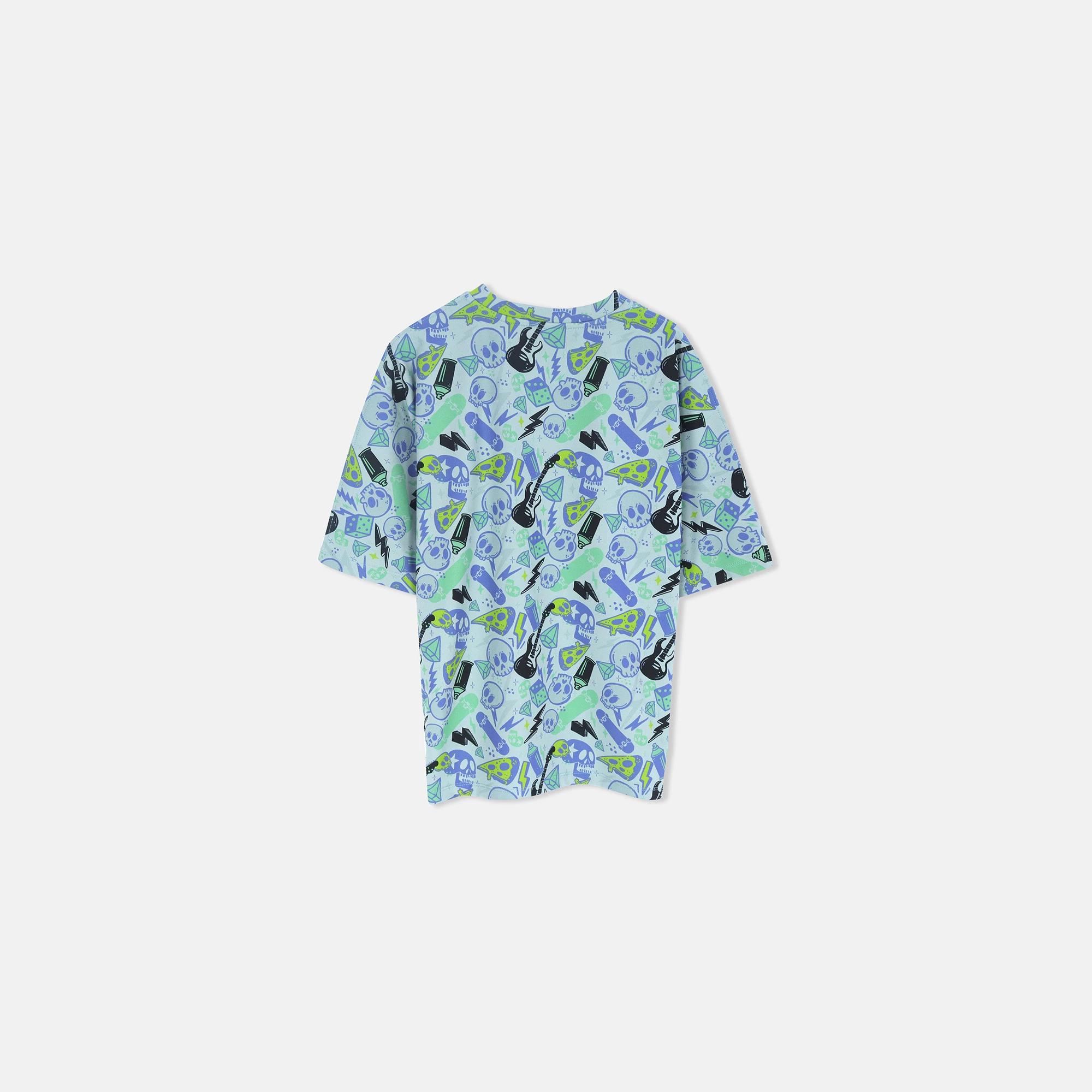 Boys' T-shirt with skull and graphic print media preview 3