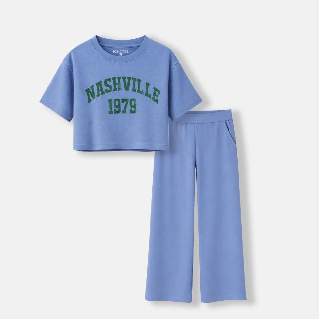 Girls' Trendy Nashville 1979 Graphic Short Sleeve Crop Set Thumbnail 1