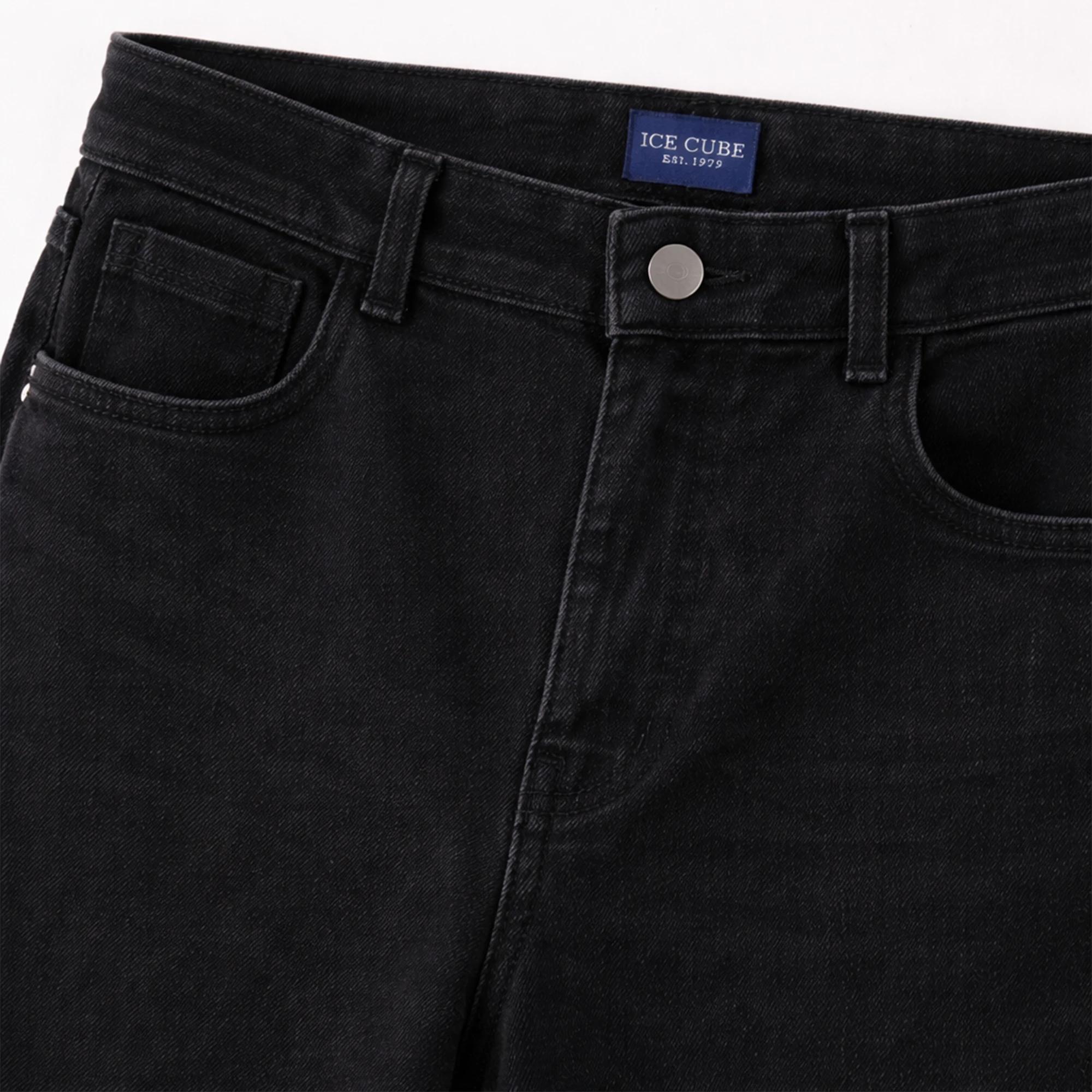 Women's high-waisted, straight-leg jeans with rolled hems Thumbnail 2