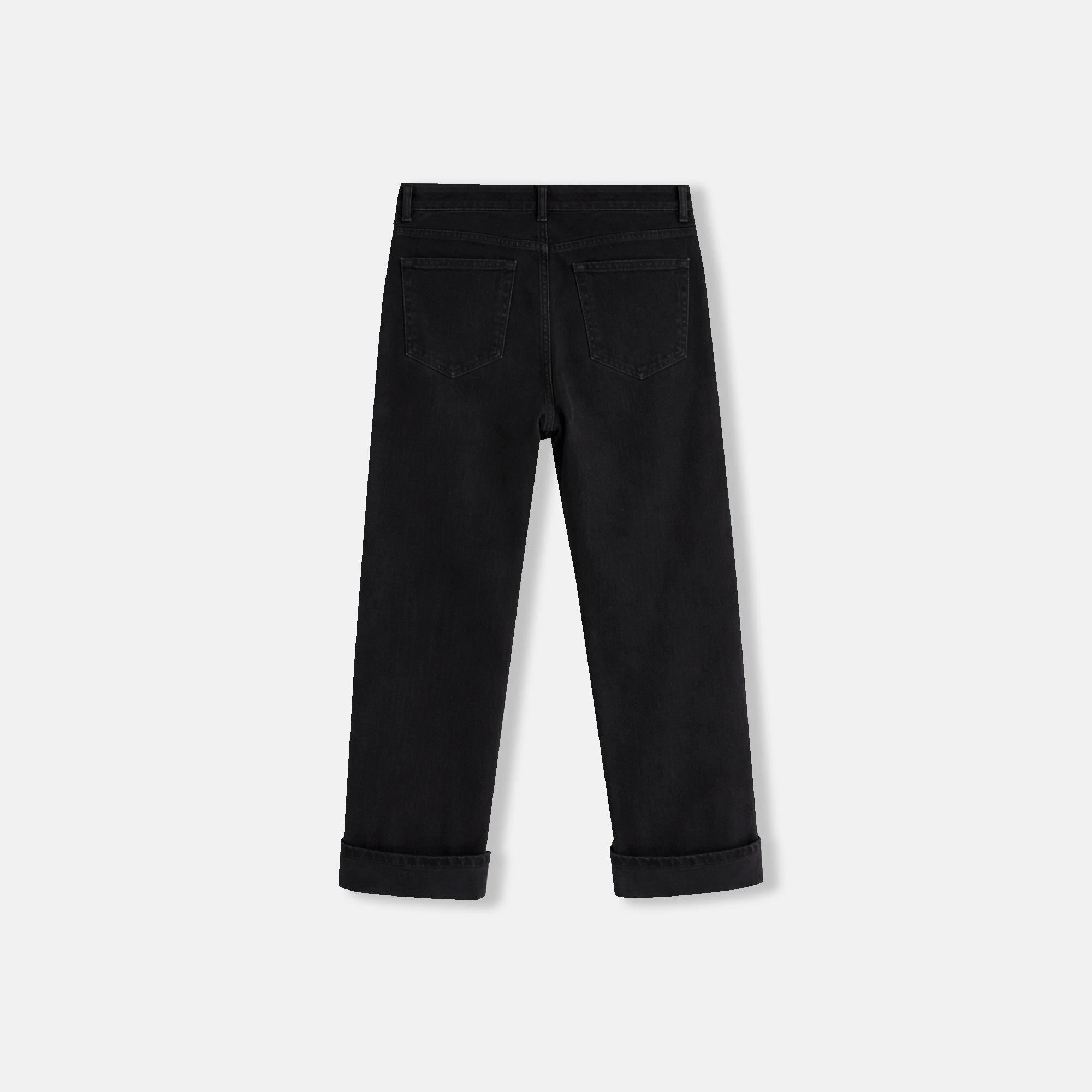 Women's high-waisted, straight-leg jeans with rolled hems Thumbnail 3