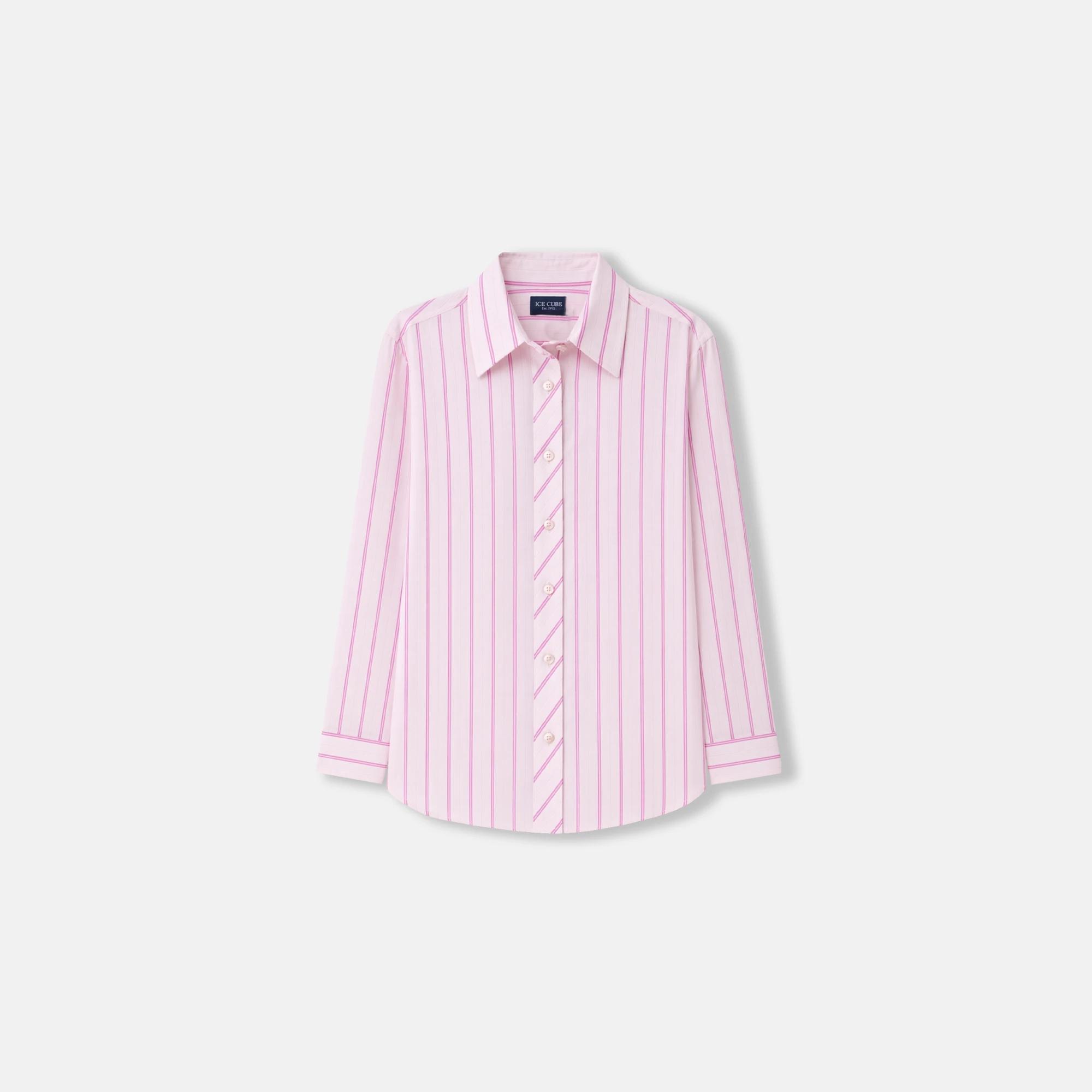 Women's striped button-down shirt with vertical stripes alternative product image