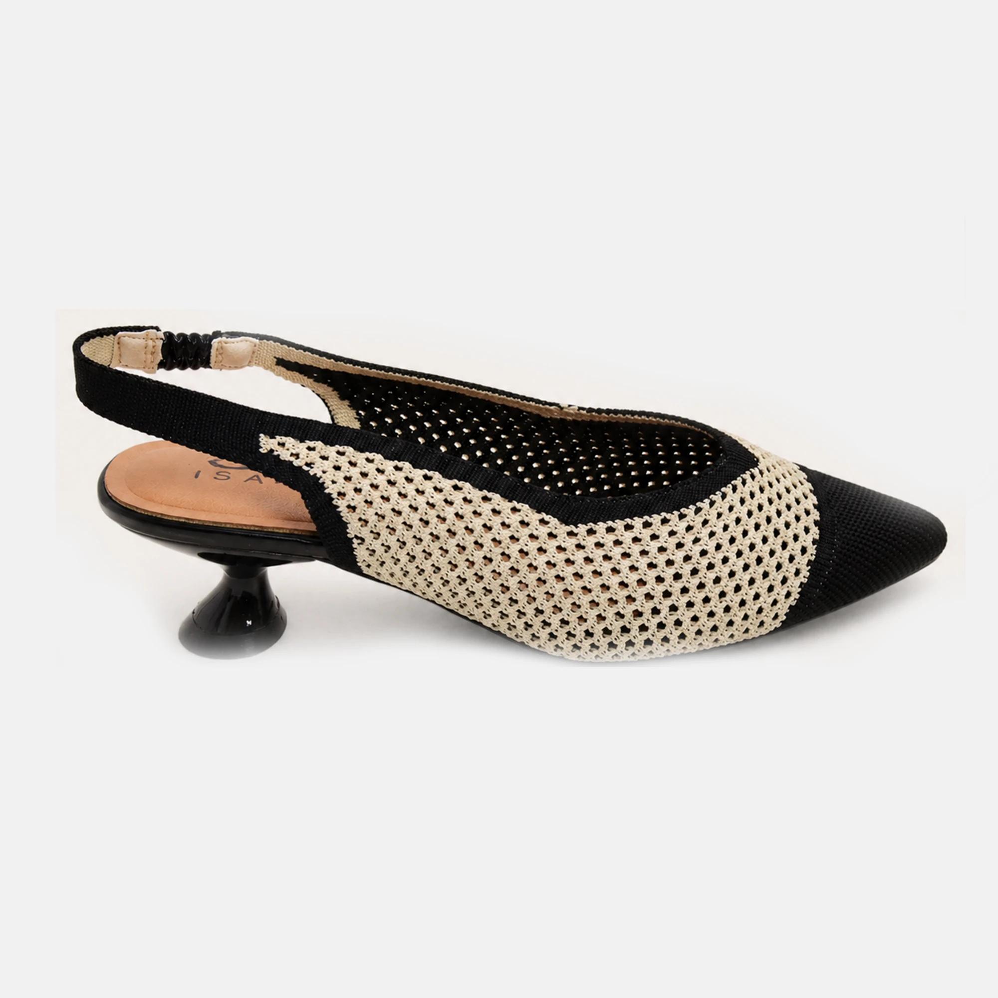 TWO-TONE HIGH-HEELED SHOE MADE OF KNITTED MESH FABRIC Thumbnail 3