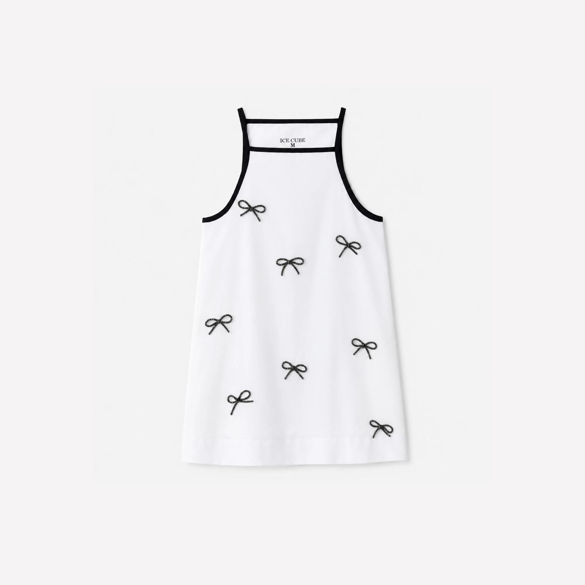 Girls' Bow-Embellished Cotton Trapeze Dress media preview 2