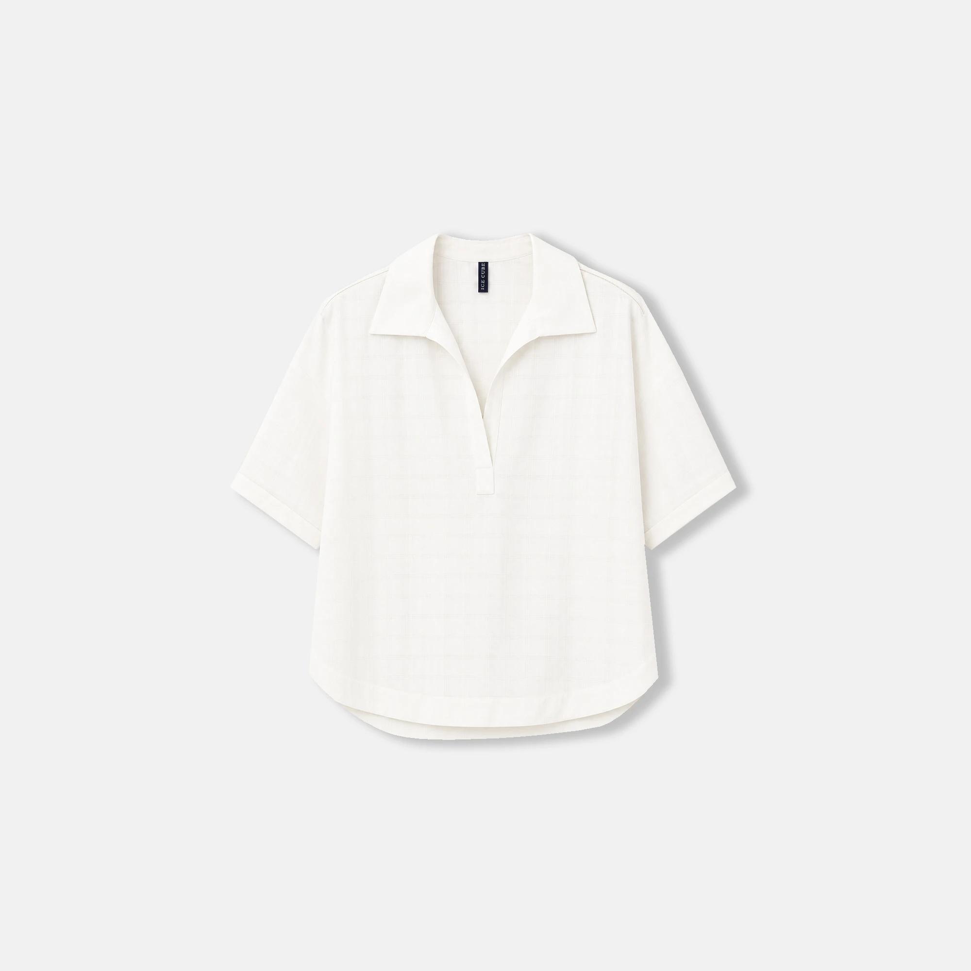 Women's Blend Short Sleeve Johnny Collar Top alternative product image