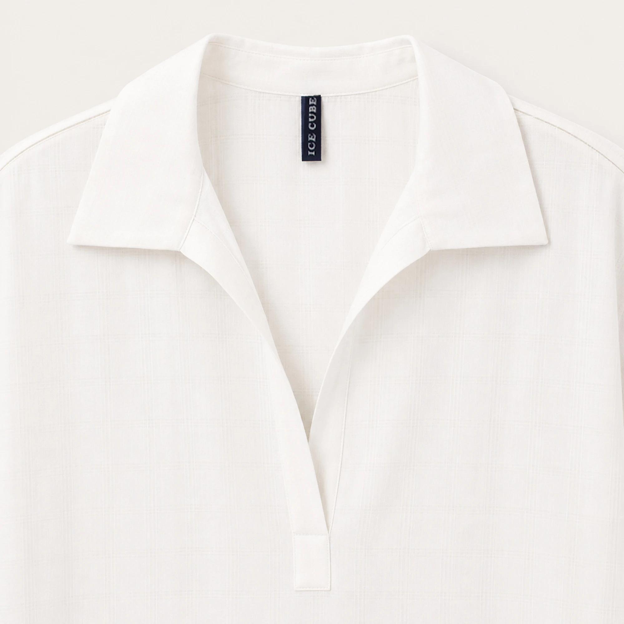 Women's Blend Short Sleeve Johnny Collar Top Thumbnail 2