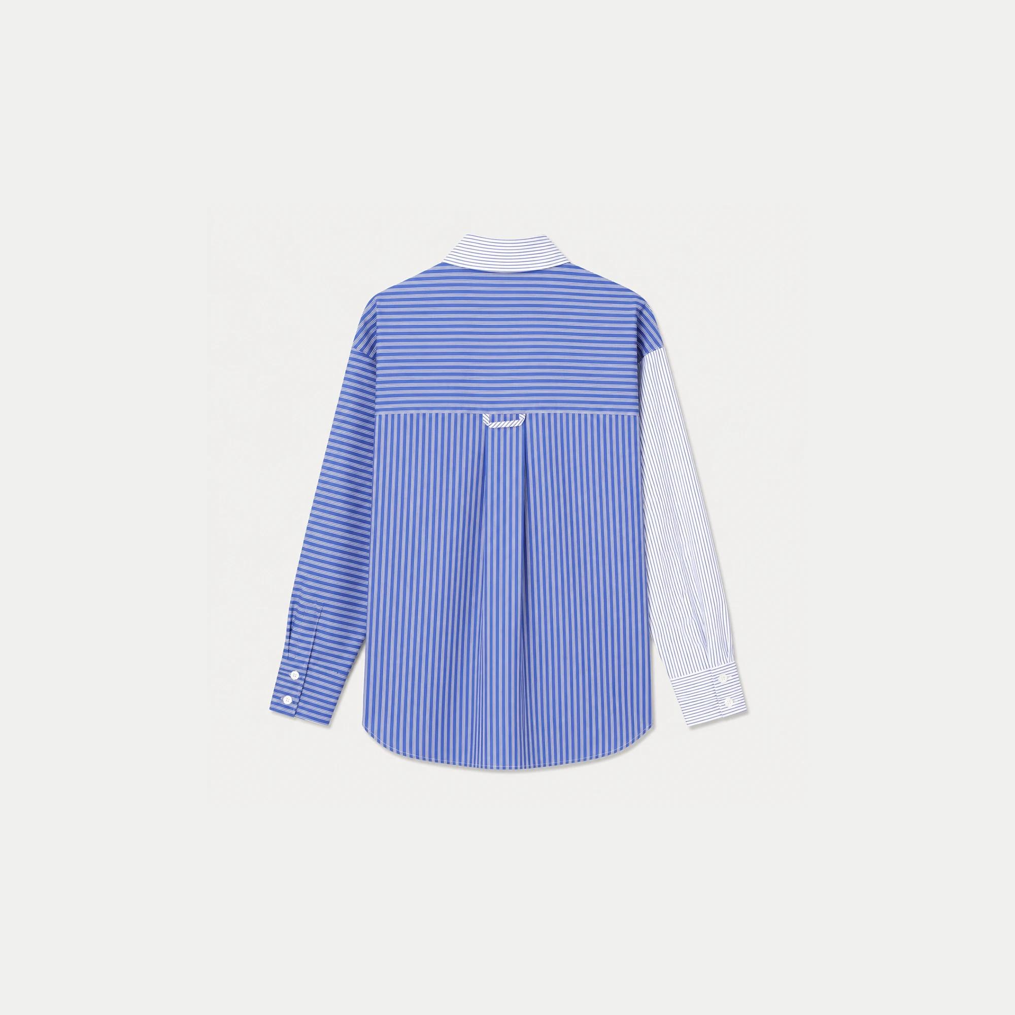 Women's Asymmetrical Mixed-Stripe Button-Down Shirt Thumbnail 4