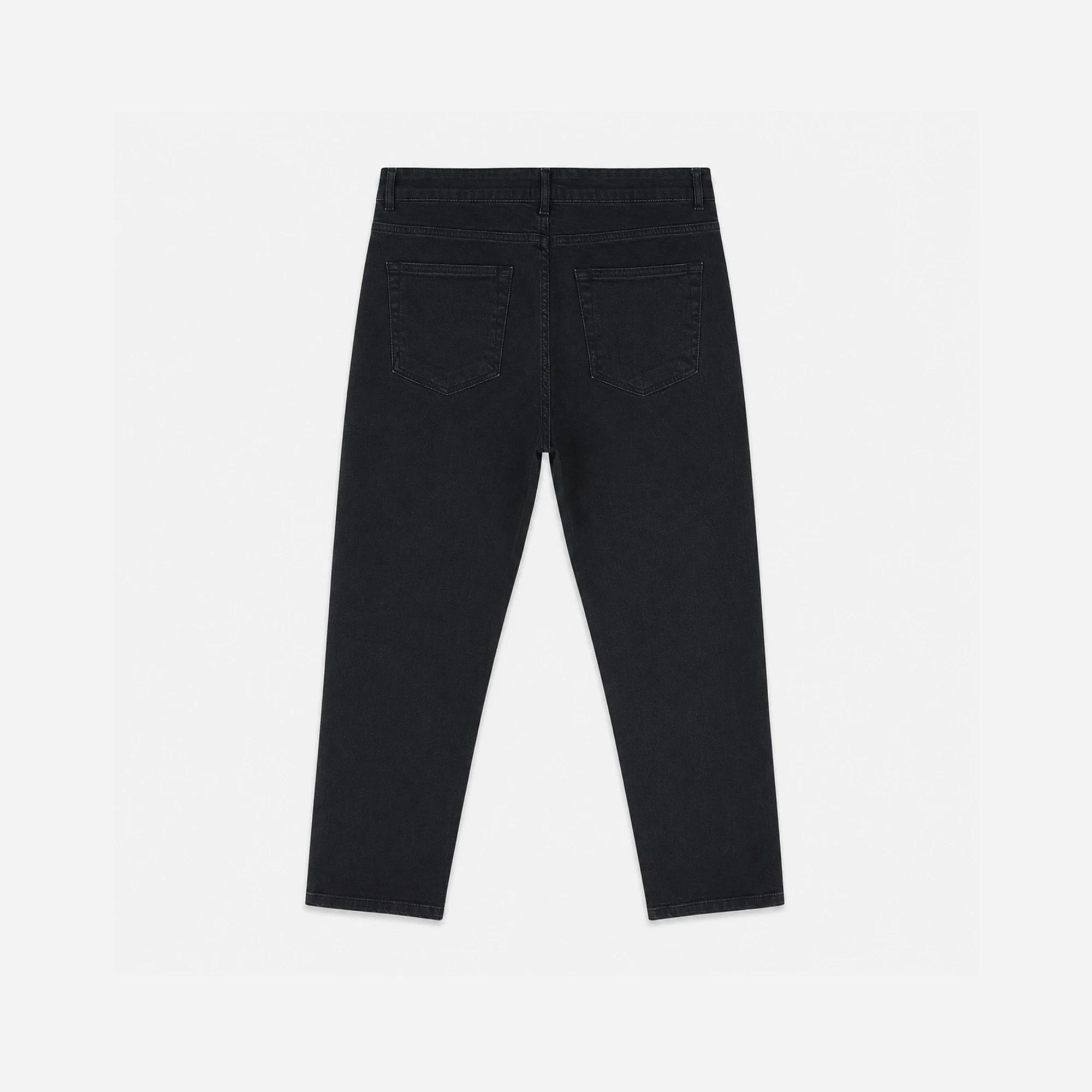 Men's Solid Black Straight-Fit Denim Jeans Thumbnail 2