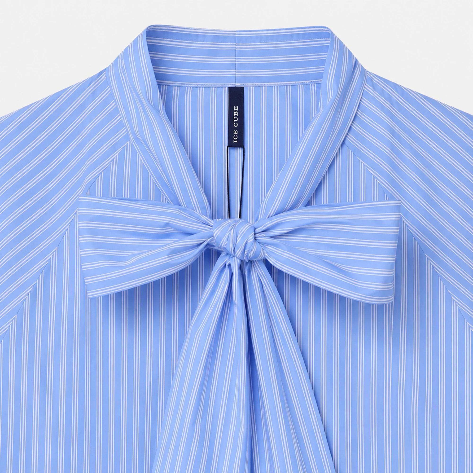 Women's Pinstripe Tie-Neck Long-Sleeve Blouse media preview 3