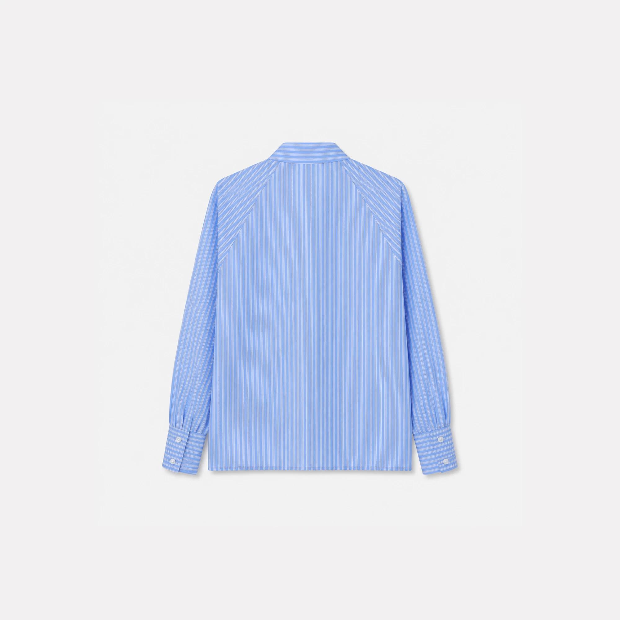 Women's Pinstripe Tie-Neck Long-Sleeve Blouse media preview 4