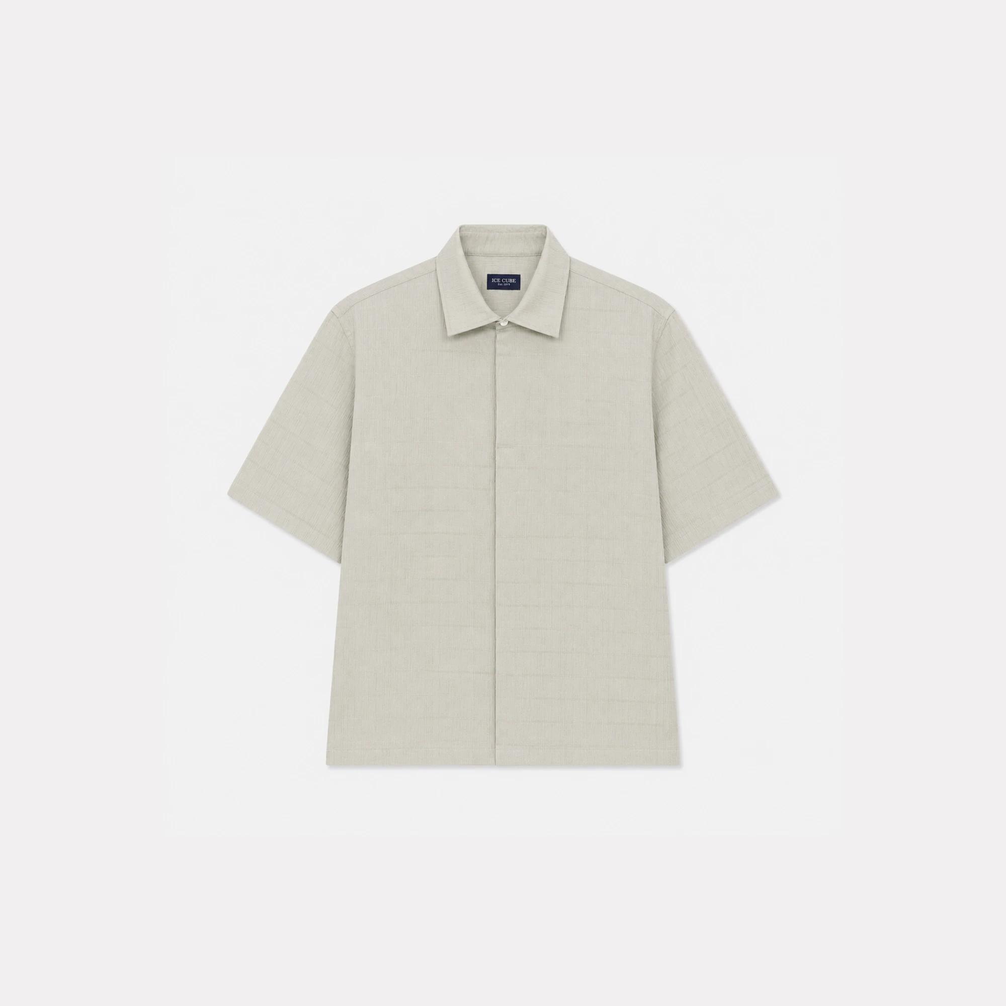 Men's Camp Collar Textured Casual Shirt Thumbnail 1