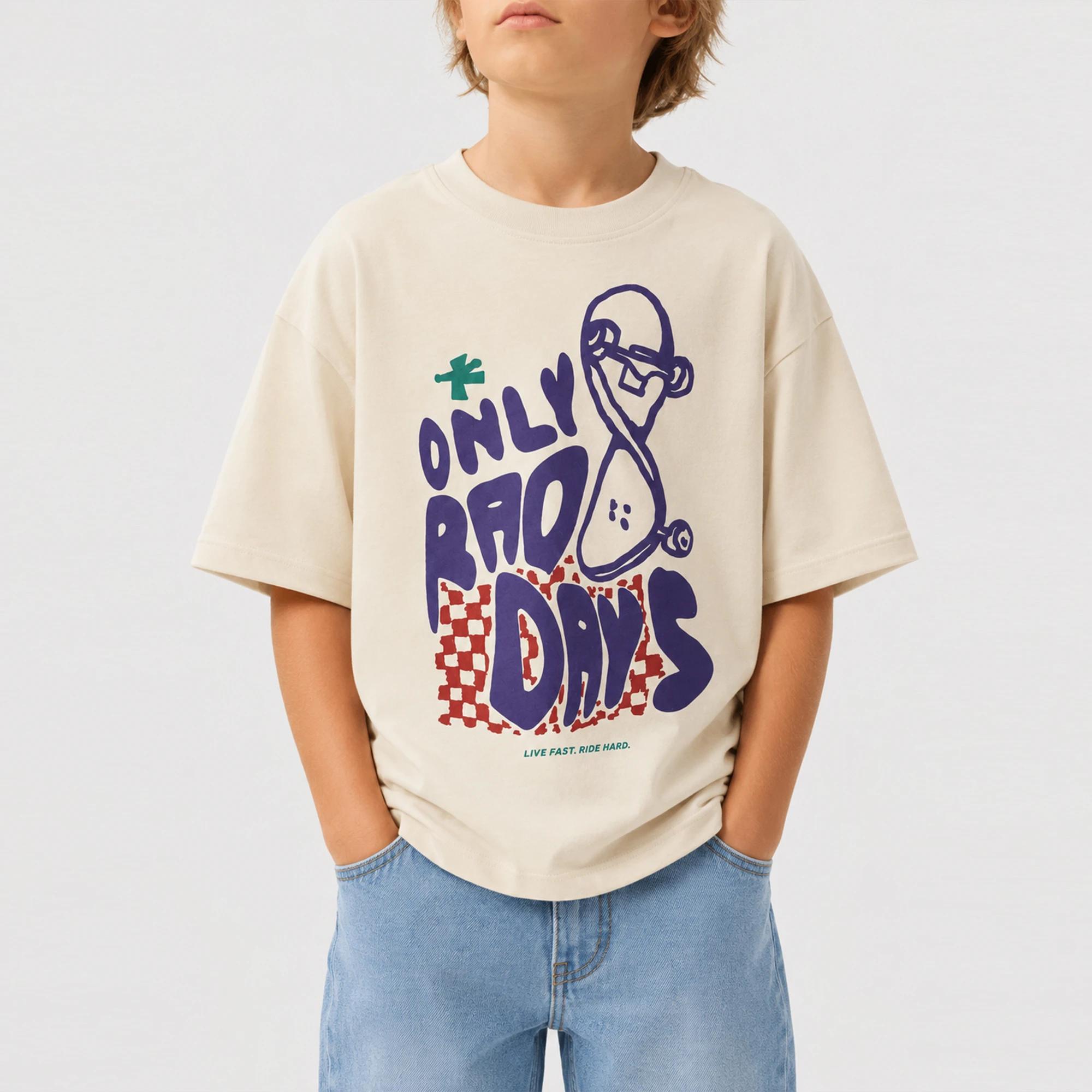 Printed cotton short-sleeved t-shirt for boys Thumbnail 1