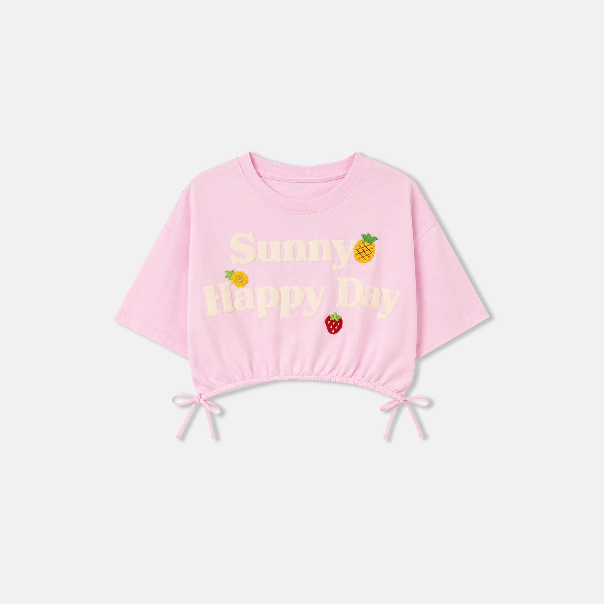 Girls' Cinch-Side Graphic Crop T-Shirt media preview 2