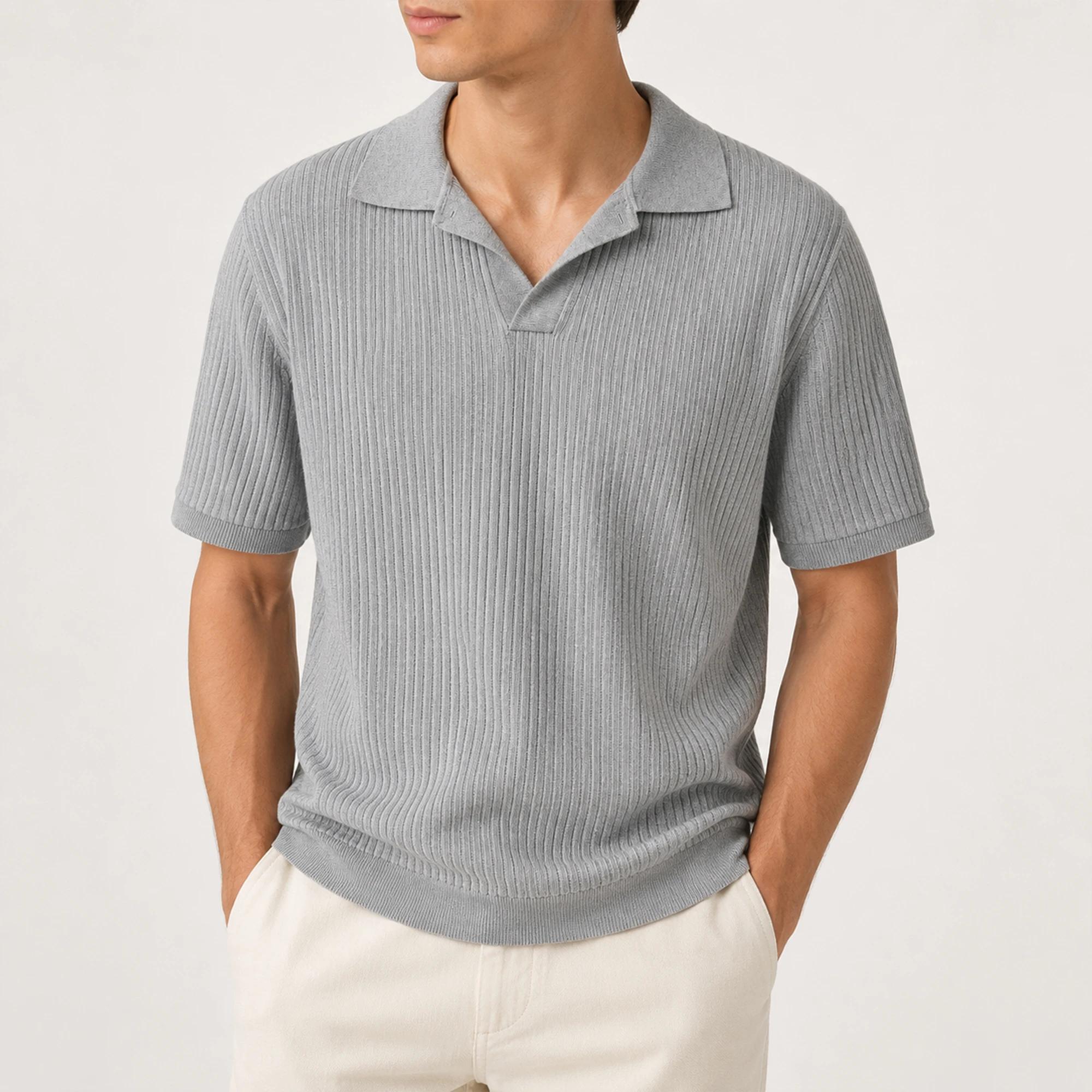 Men's ribbed knit polo shirt alternative product image