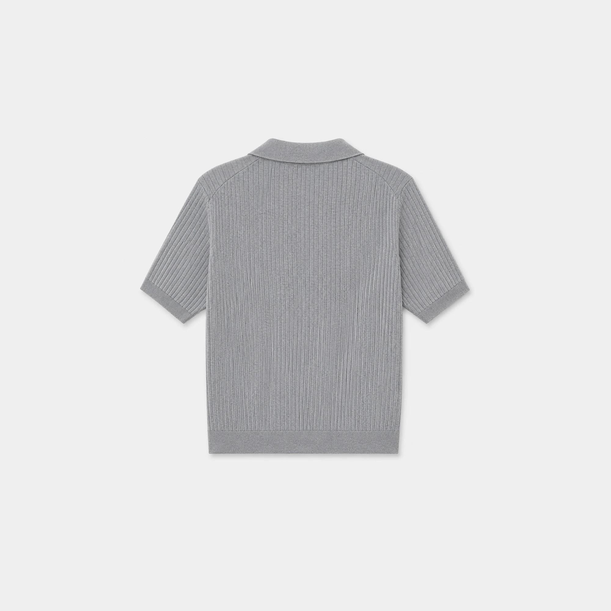 Men's ribbed knit polo shirt media preview 4
