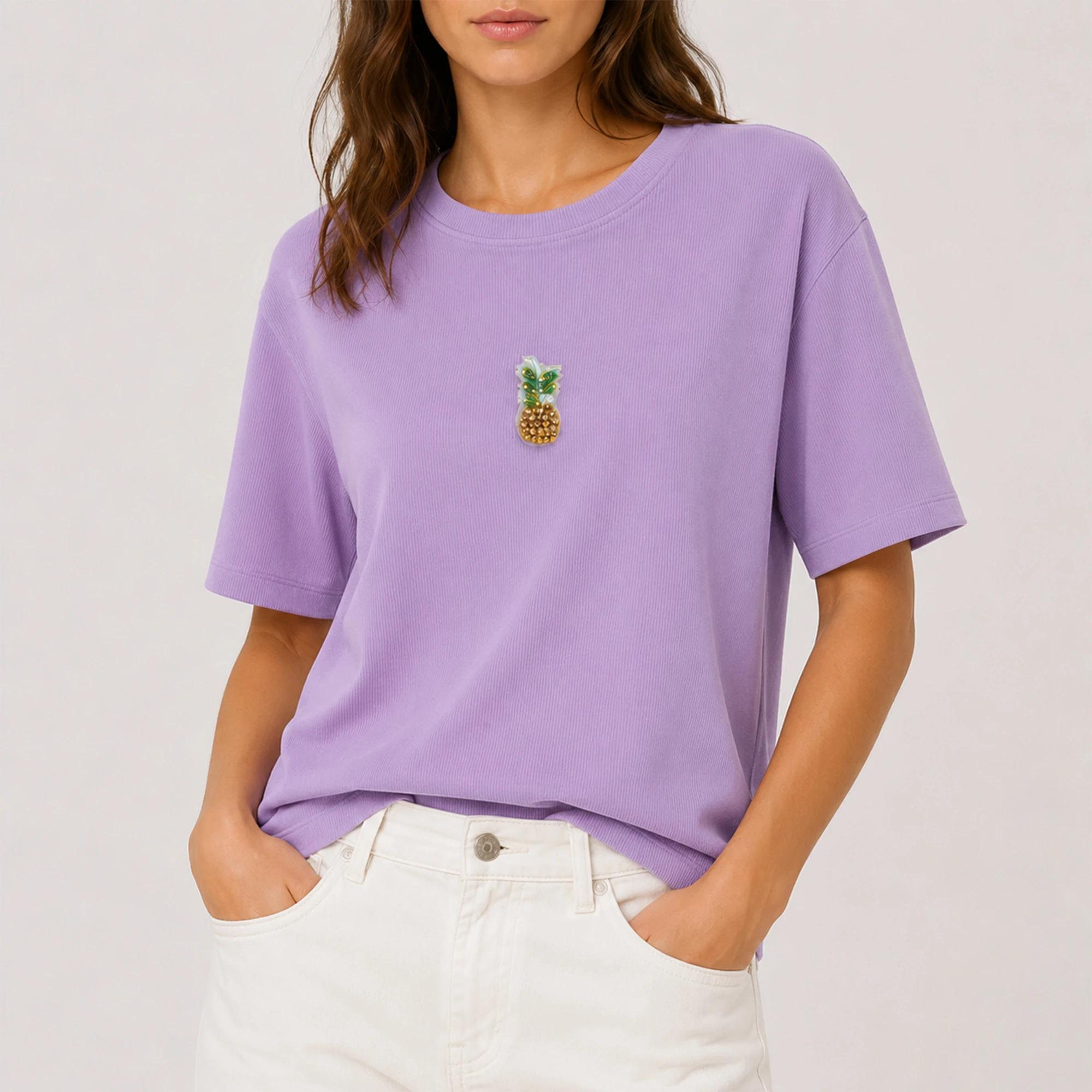 Women's Crewneck Short-Sleeve T-Shirt with Embroidered Graphic Accent Thumbnail 1