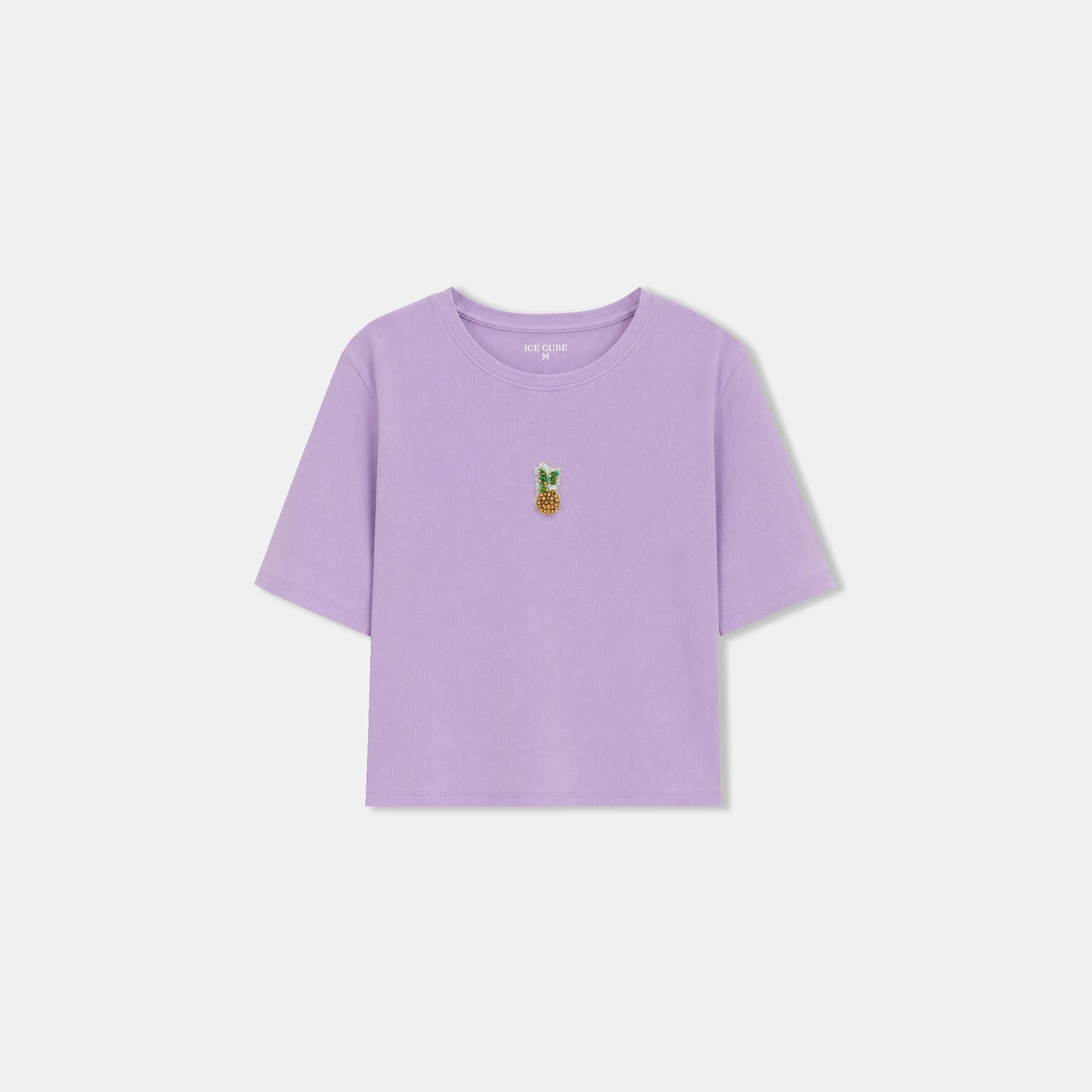 Women's Crewneck Short-Sleeve T-Shirt with Embroidered Graphic Accent Thumbnail 2