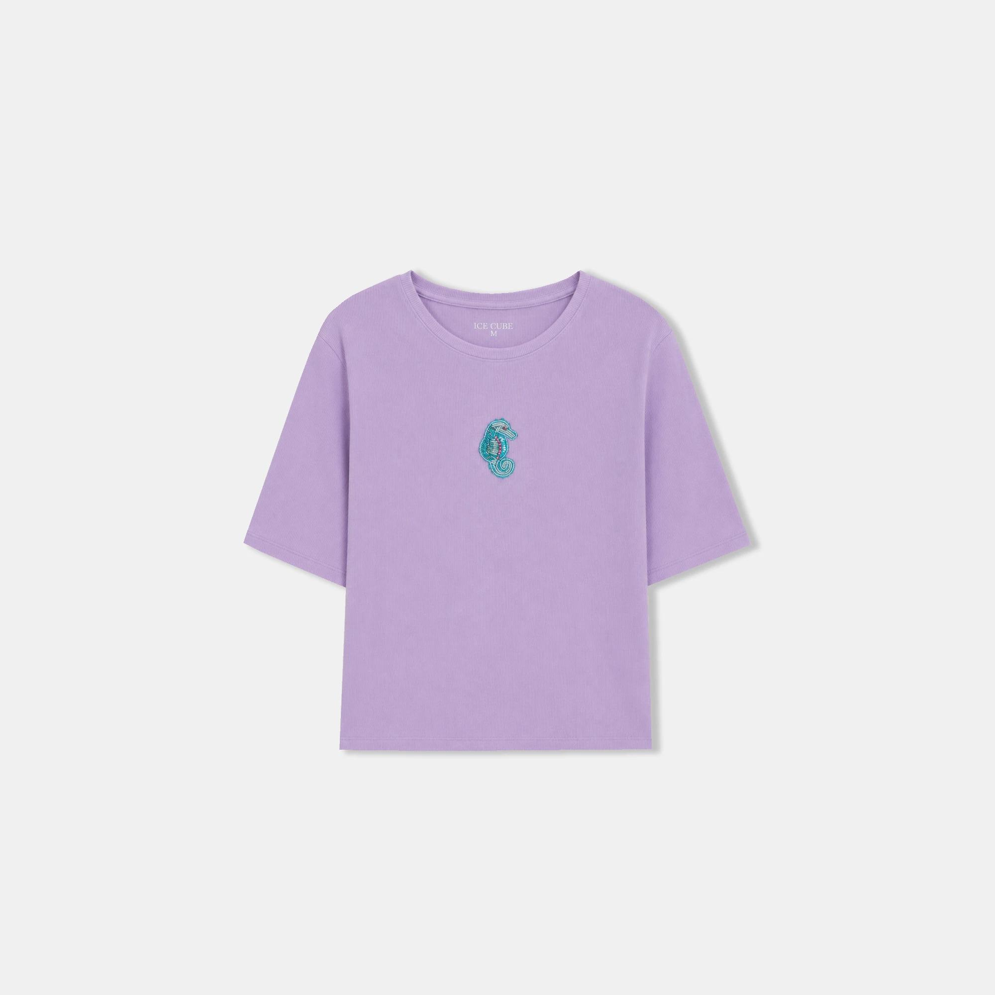 Women's Crewneck Short-Sleeve T-Shirt with Embroidered Graphic Accent Thumbnail 2