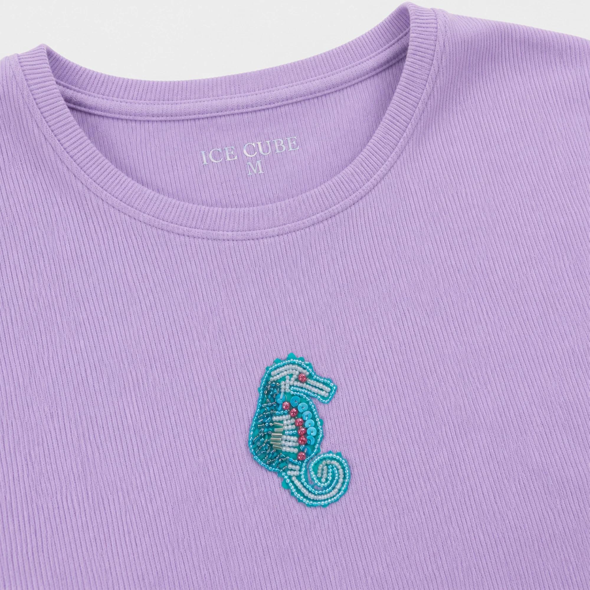 Women's Crewneck Short-Sleeve T-Shirt with Embroidered Graphic Accent Thumbnail 3
