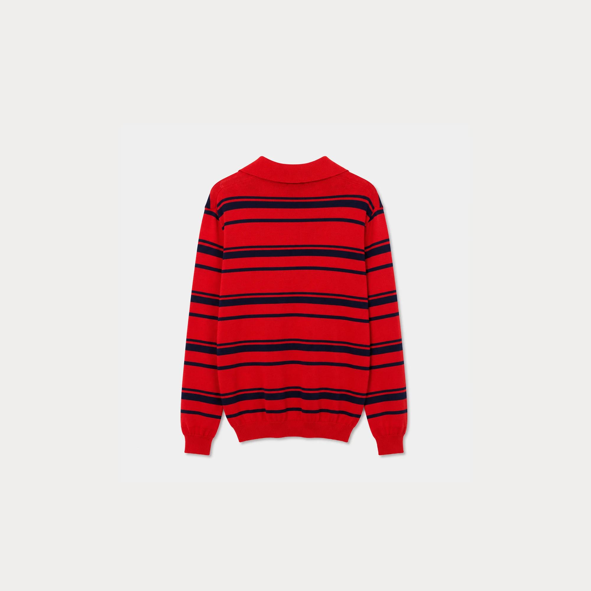 WOMEN'S STRIPED WOOL SWEATER WITH A JOHNNY COLLAR media preview 4