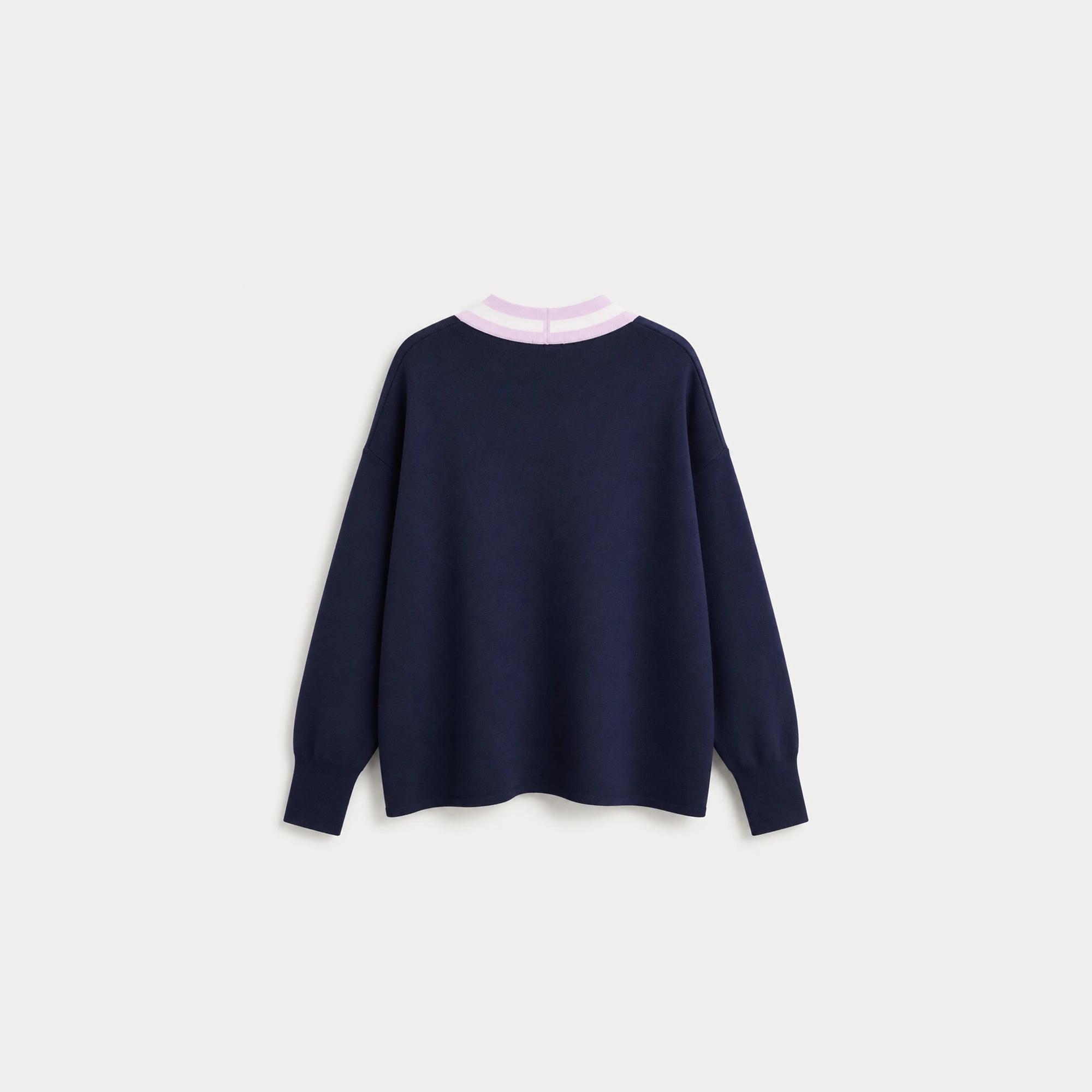 WOMEN'S STRIPED TRIM BUTTON-FRONT CARDIGAN media preview 4