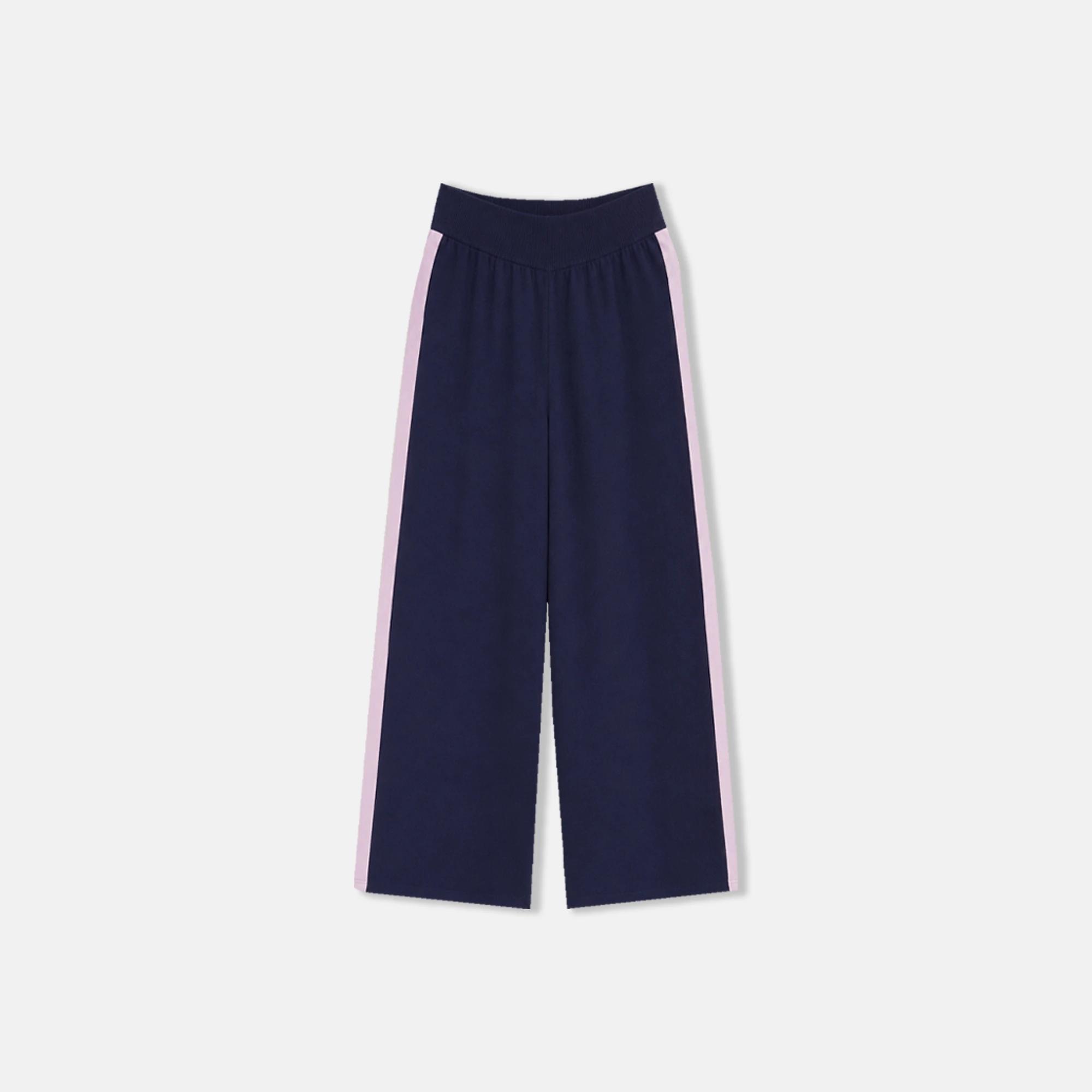 WOMEN'S WIDE-LEG KNIT LOUNGE PANTS WITH SIDE STRIPE Thumbnail 4