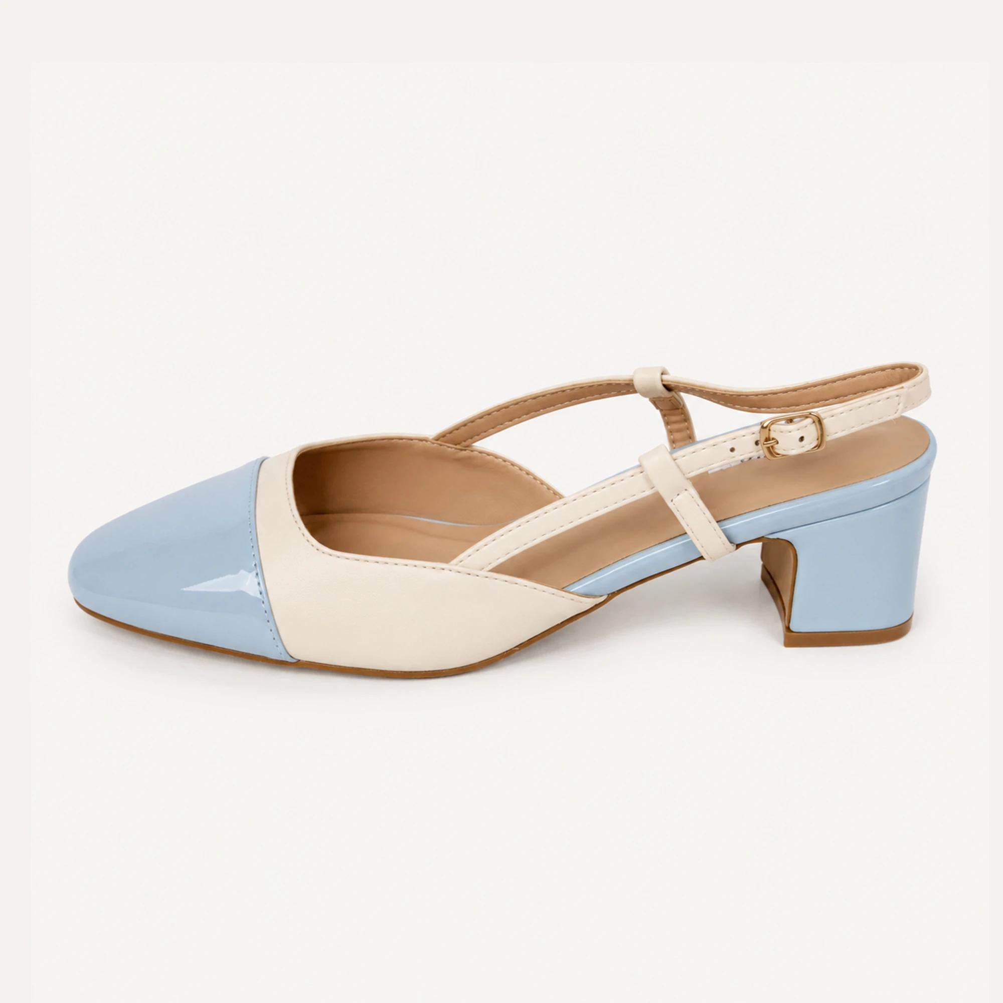 WOMEN'S TWO-TONE BLOCK HEEL SLINGBACK PUMPS Thumbnail 3