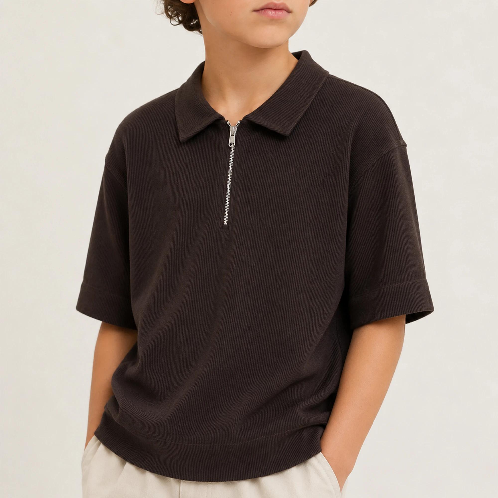 BOY'S SHORT SLEEVE QUARTER-ZIP POLO SWEATSHIRT Thumbnail 1