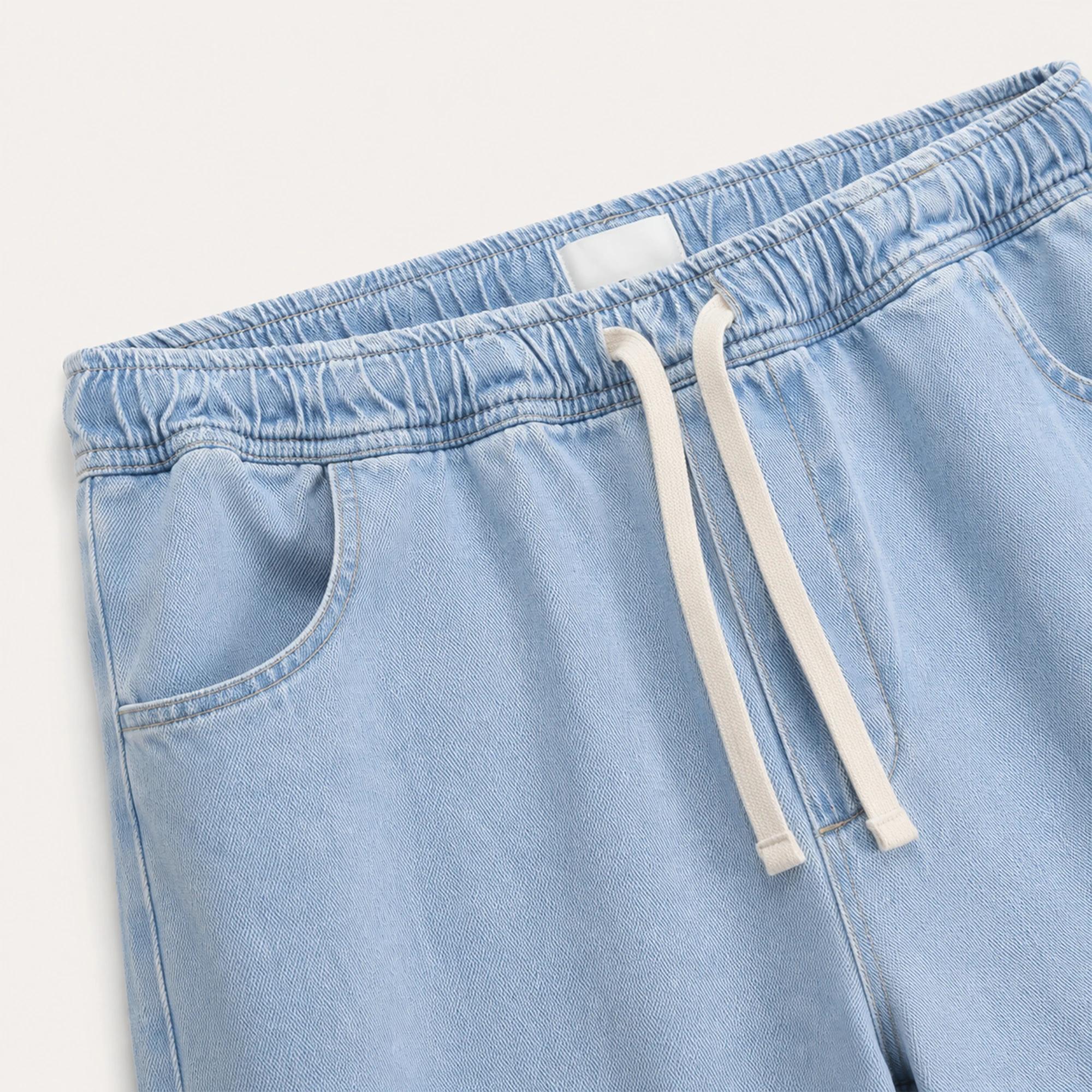 WOMEN'S ELASTIC WAIST DRAWSTRING DENIM PANTS Thumbnail 3
