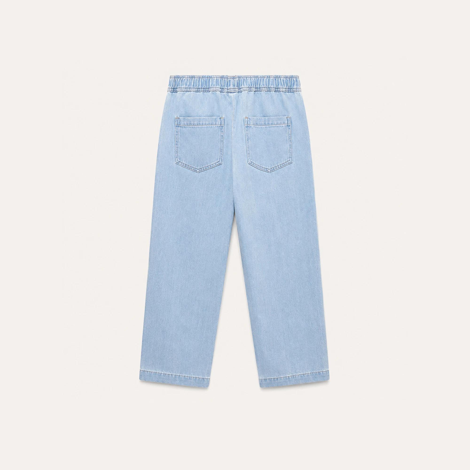 WOMEN'S ELASTIC WAIST DRAWSTRING DENIM PANTS media preview 4