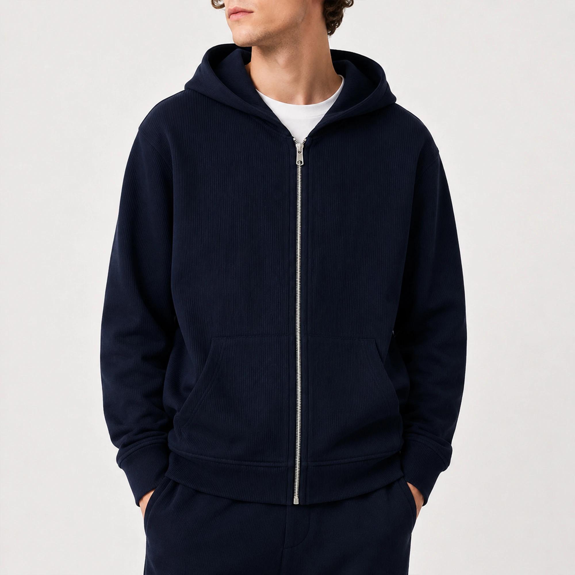 MEN'S TEXTURIZED ZIP-FRONT HOODED JACKET Thumbnail 1
