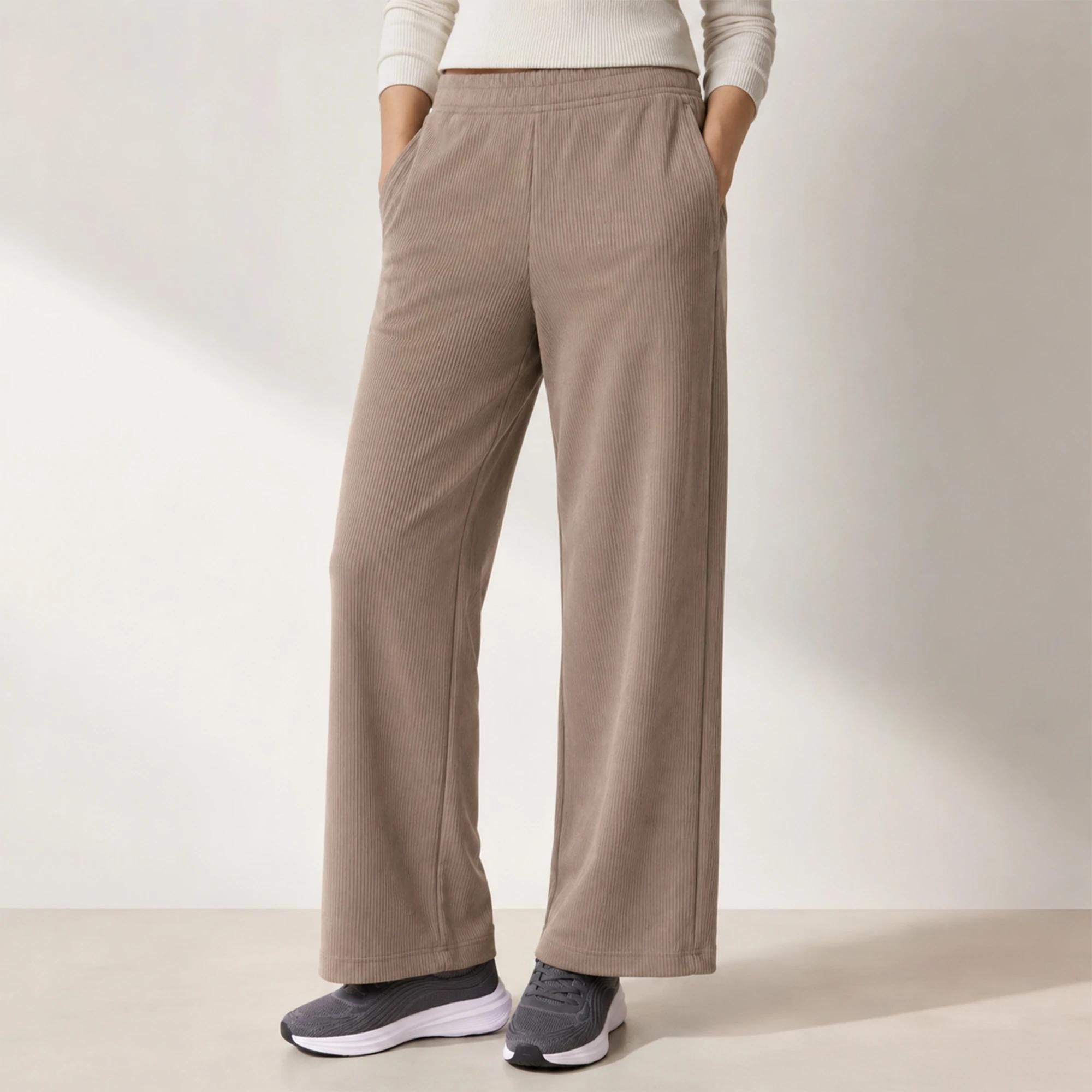 WOMEN'S RIBBED WIDE-LEG PANTS Thumbnail 1
