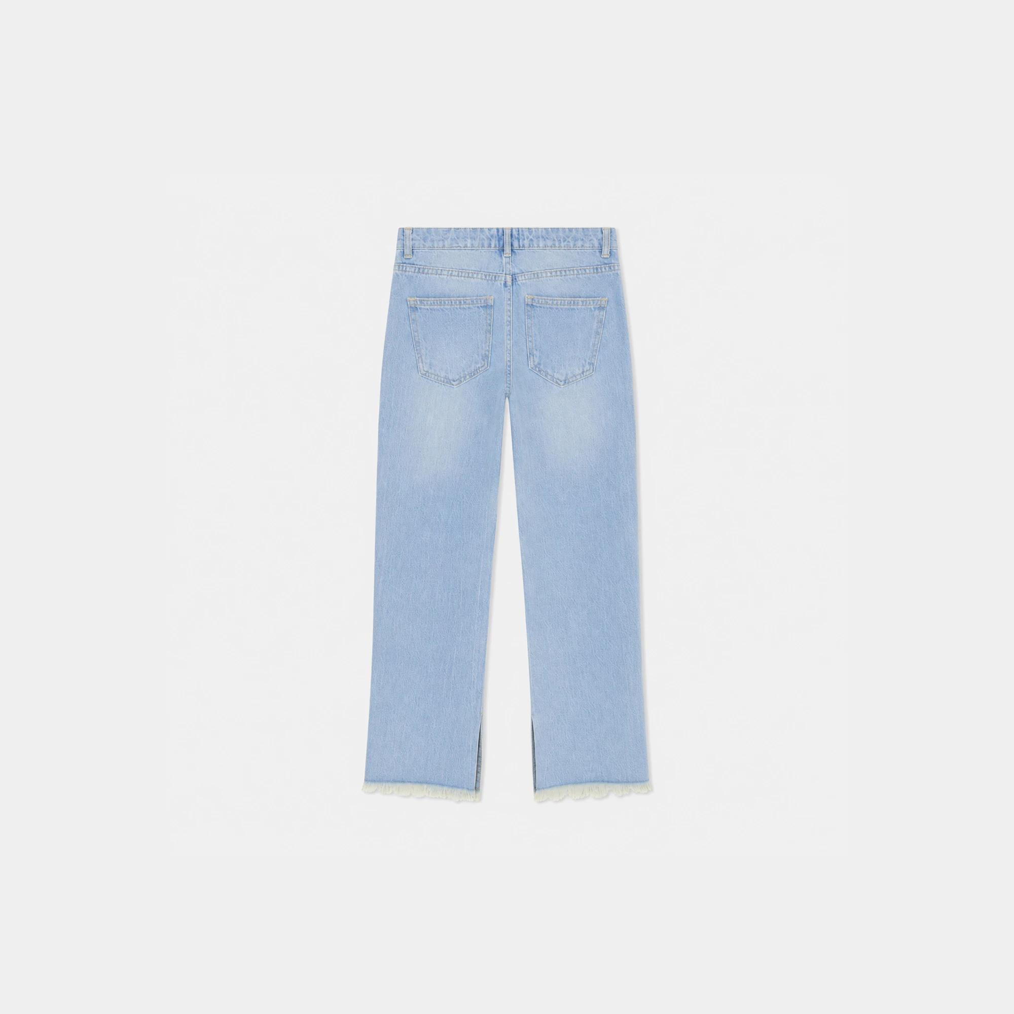 Girl's  Cropped Flare Jeans - Raw Hem Denim media preview 3
