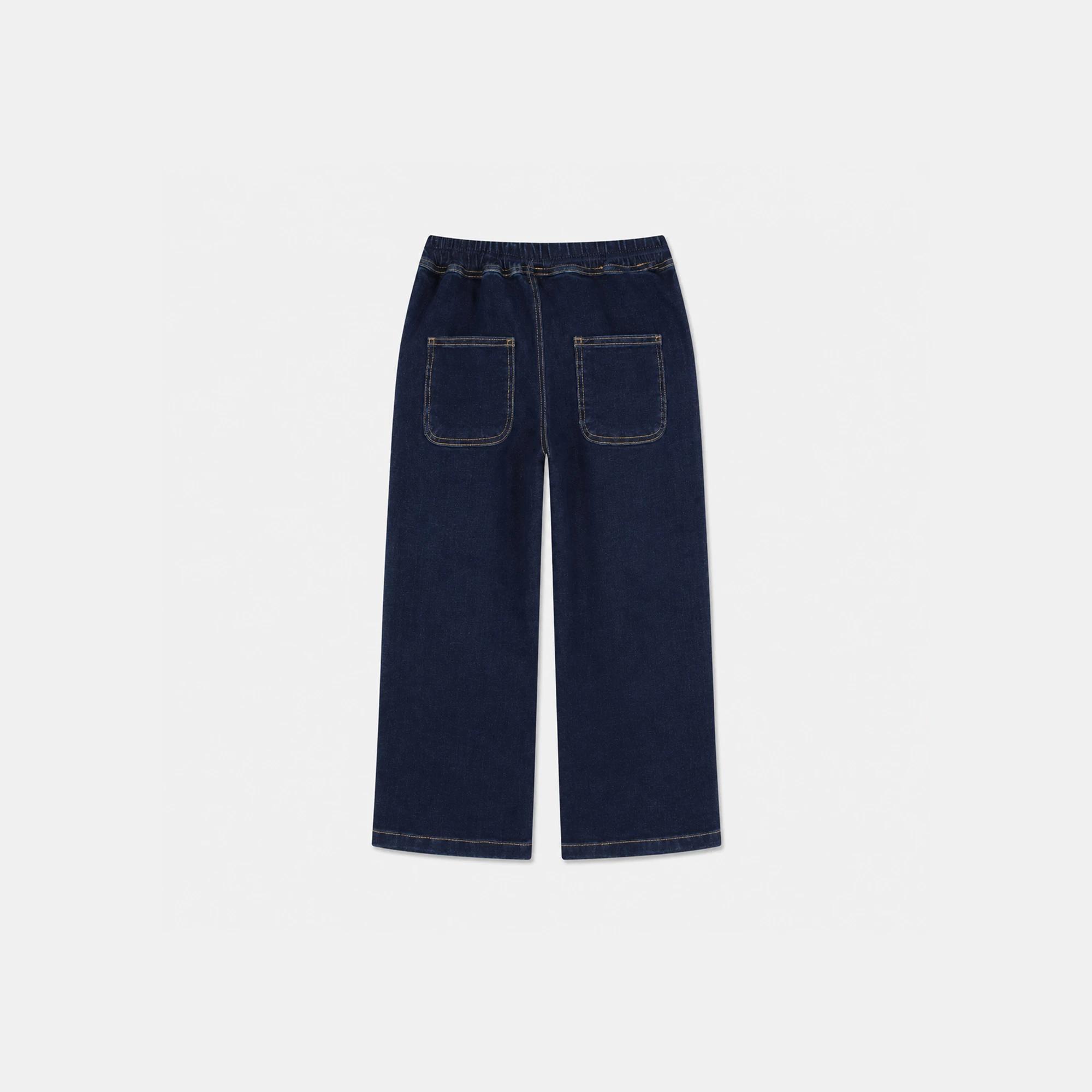 Wide-leg jeans for girls with a drawstring. media preview 3