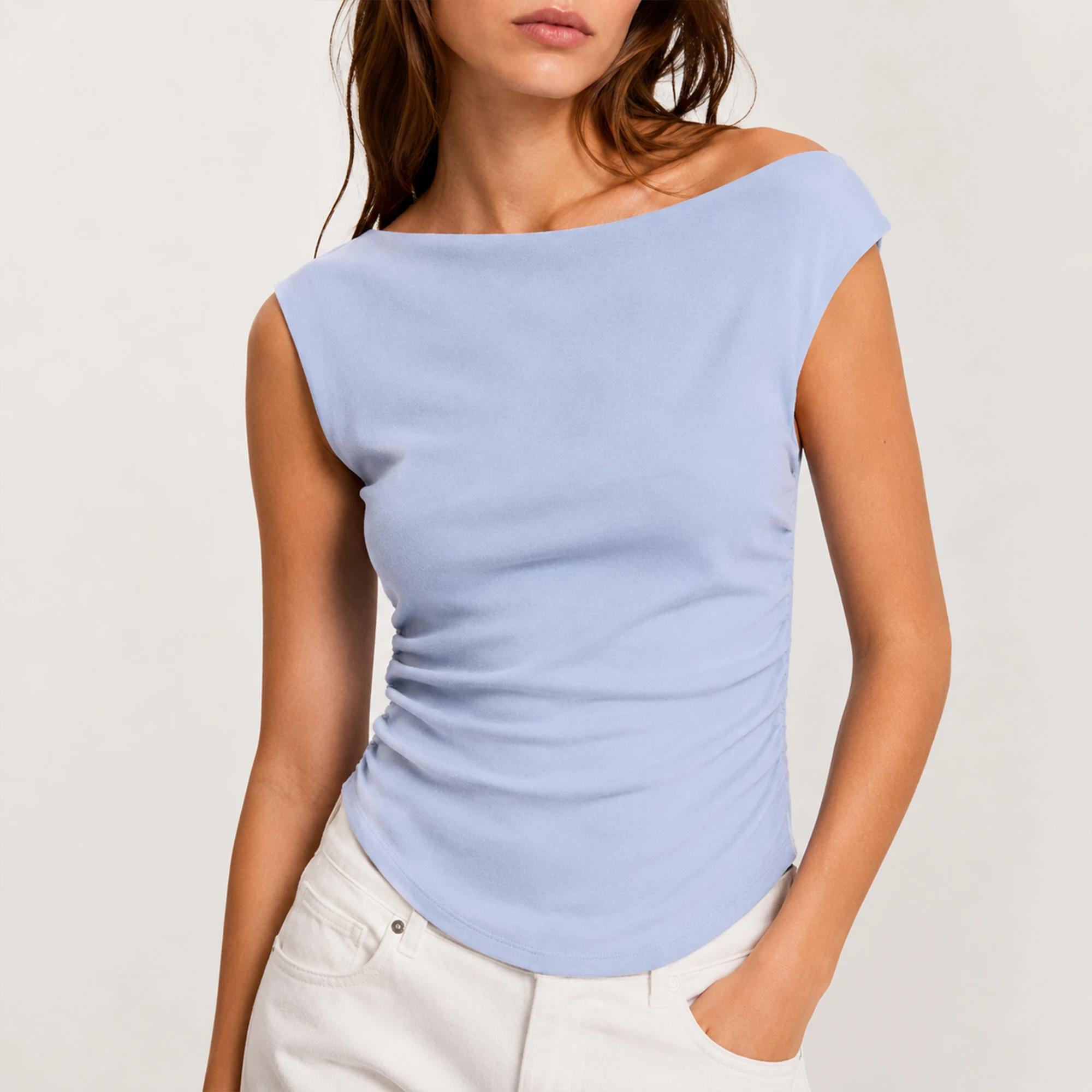 WOMEN'S RUCHED SIDE CAP-SLEEVE TOP alternative product image