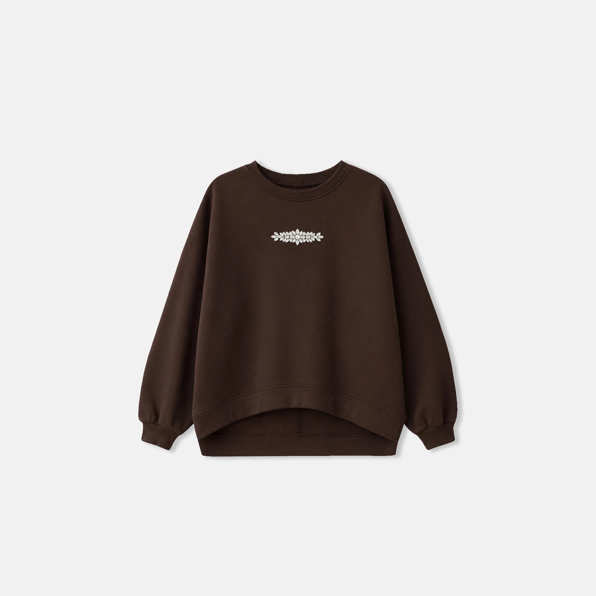WOMEN'S RHINESTONE EMBELLISHED CREWNECK SWEATSHIRT media preview 2