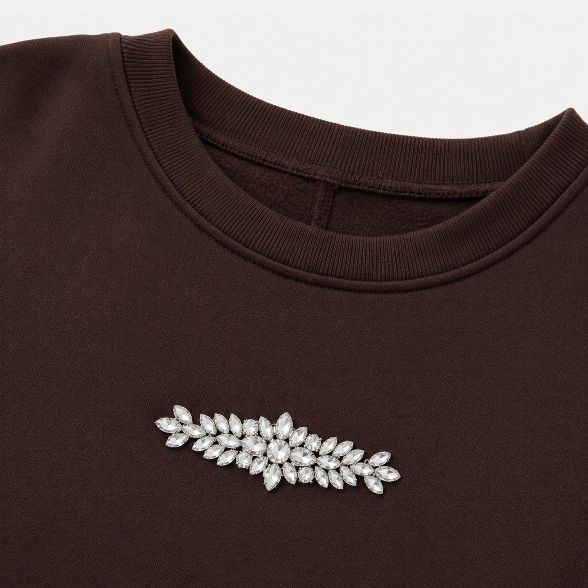 WOMEN'S RHINESTONE EMBELLISHED CREWNECK SWEATSHIRT Thumbnail 3
