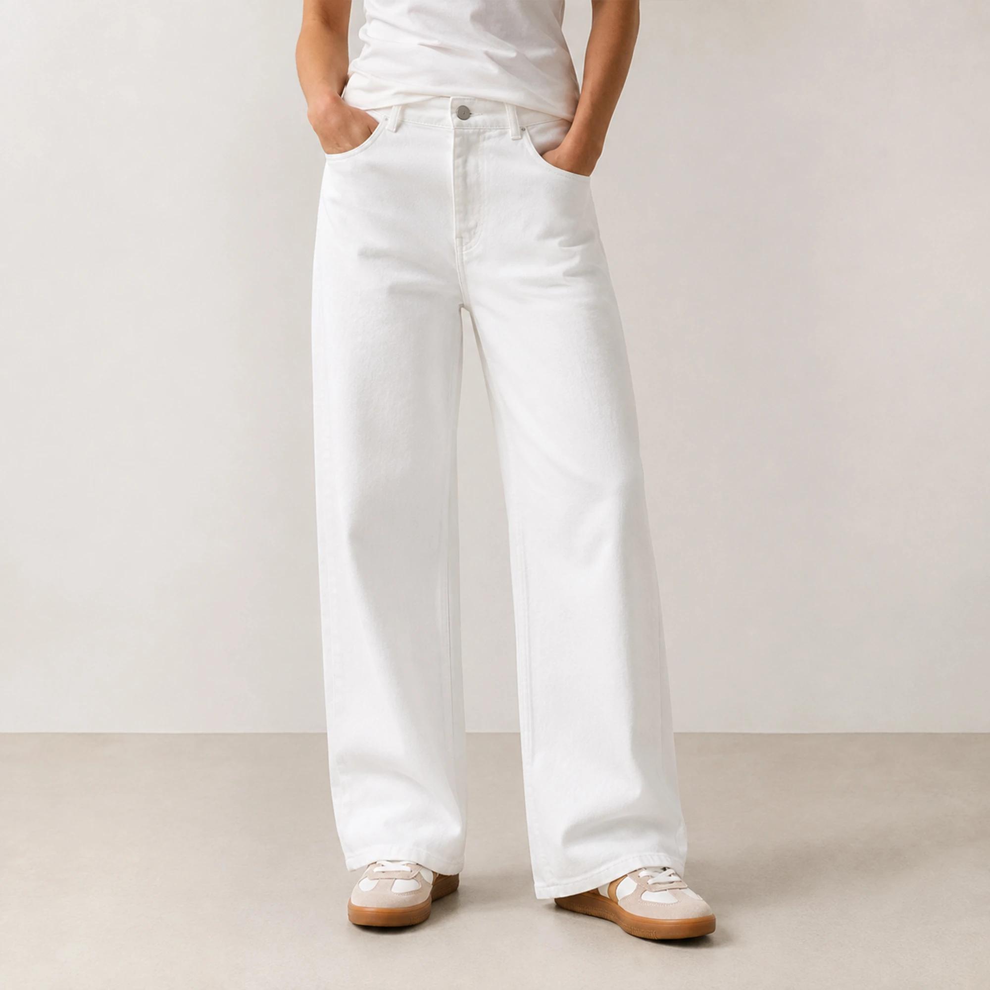 WOMEN'S HIGH-WAISTED WHITE JEANS Thumbnail 1