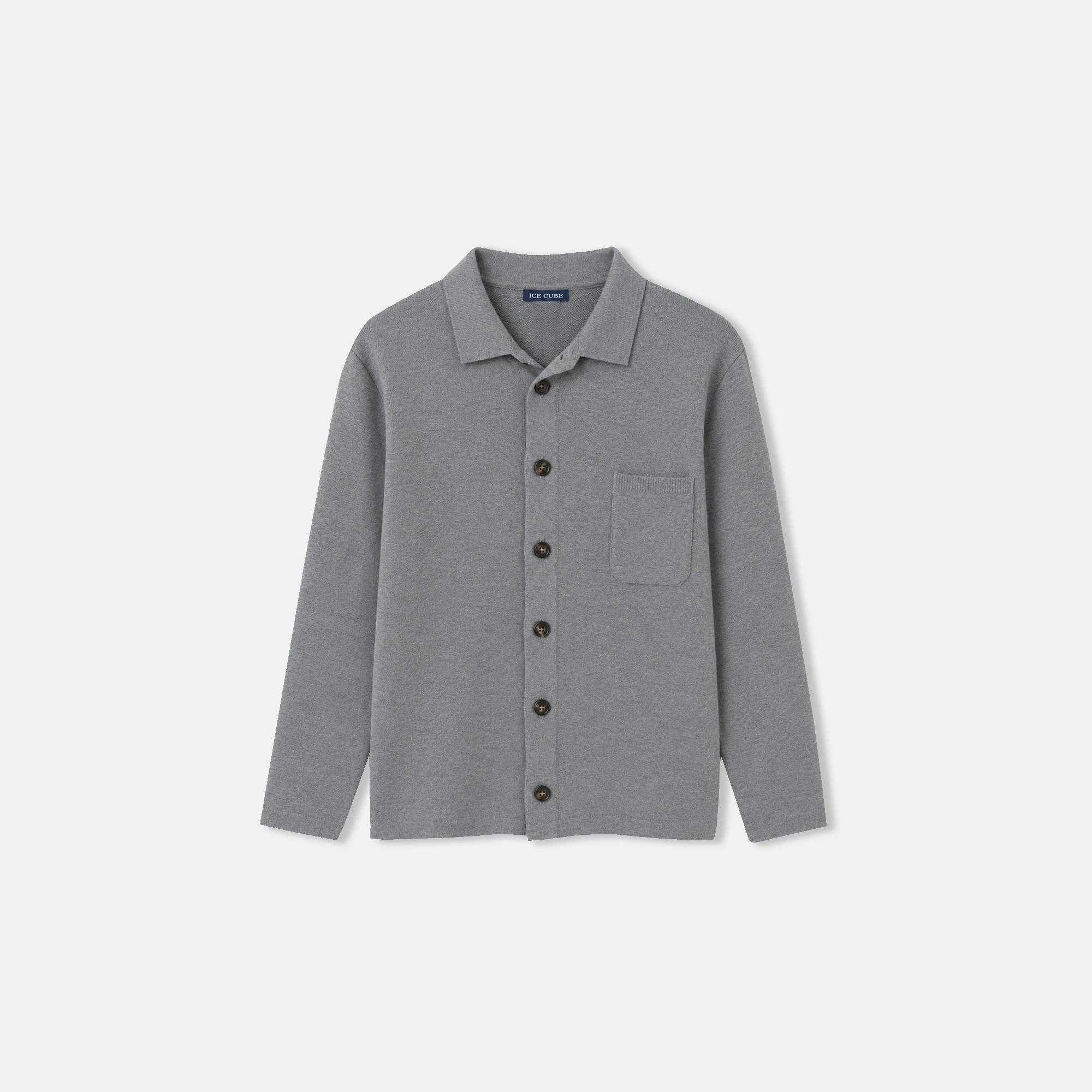 MEN'S KNITTED CARDIGAN WITH A SHIRT COLLAR media preview 2