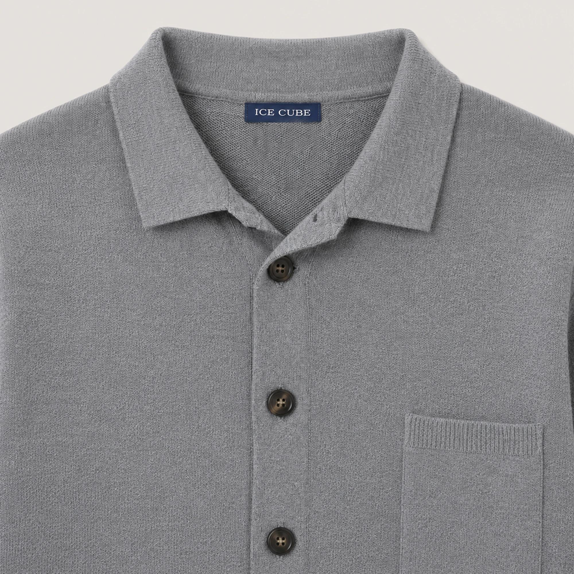MEN'S KNITTED CARDIGAN WITH A SHIRT COLLAR Thumbnail 3
