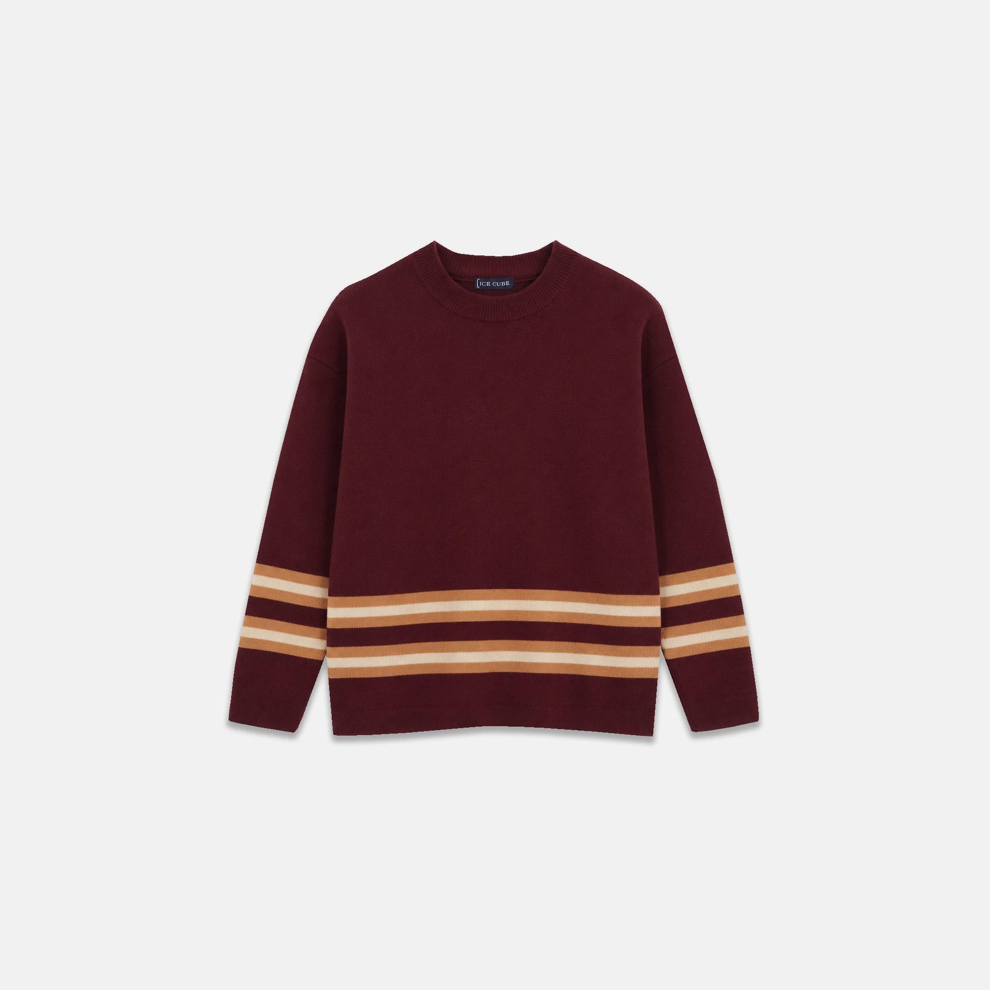 BOYS' WOOL-BLEND STRIPED HEM CREWNECK SWEATER alternative product image