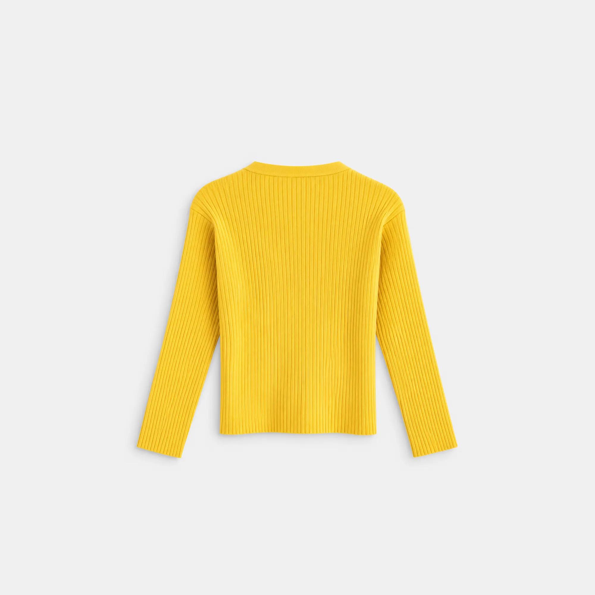 GIRLS' RIBBED V-NECK KNIT CARDIGAN Thumbnail 4