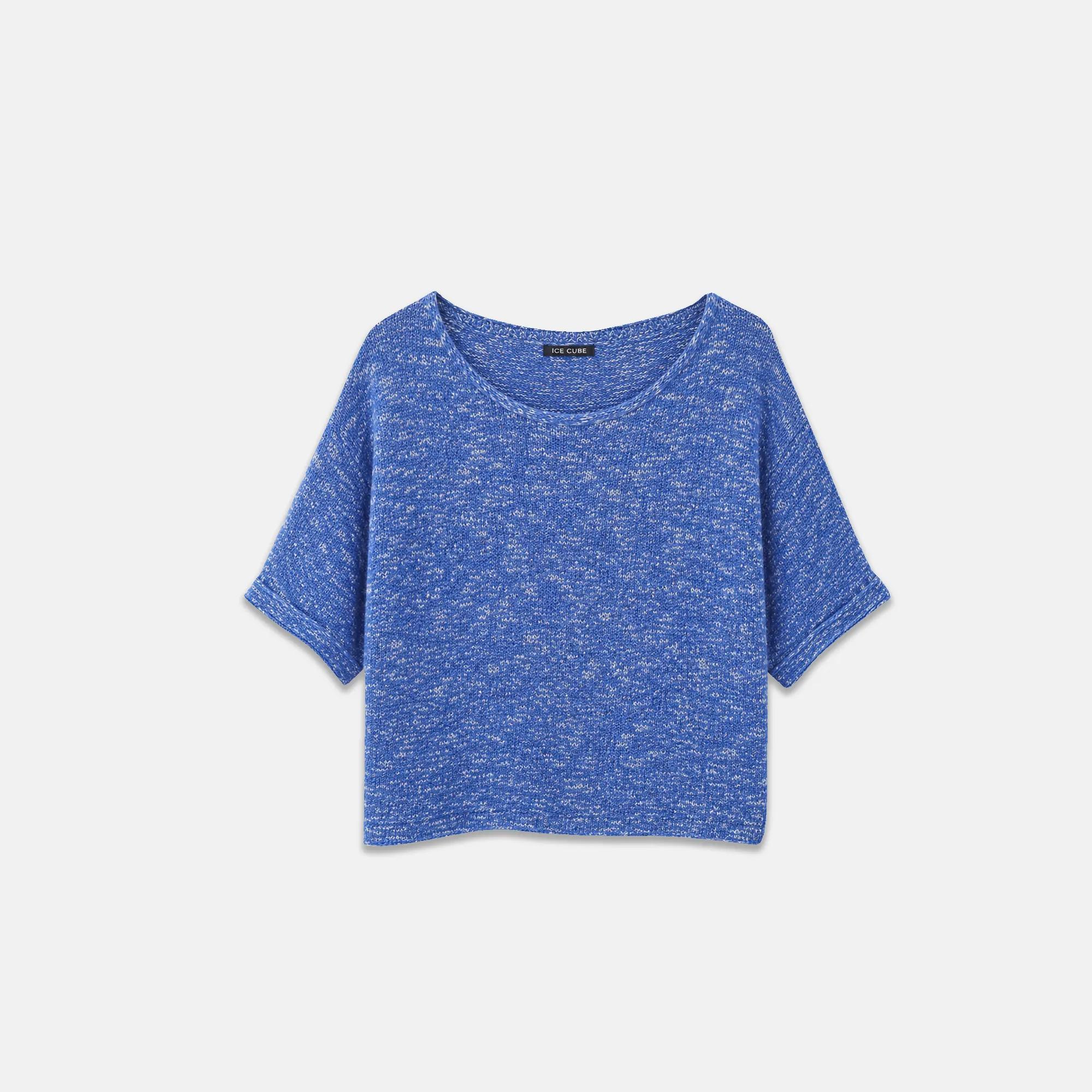 WOMEN'S SCOOP-NECK SHORT-SLEEVE MARL KNIT SWEATER alternative product image
