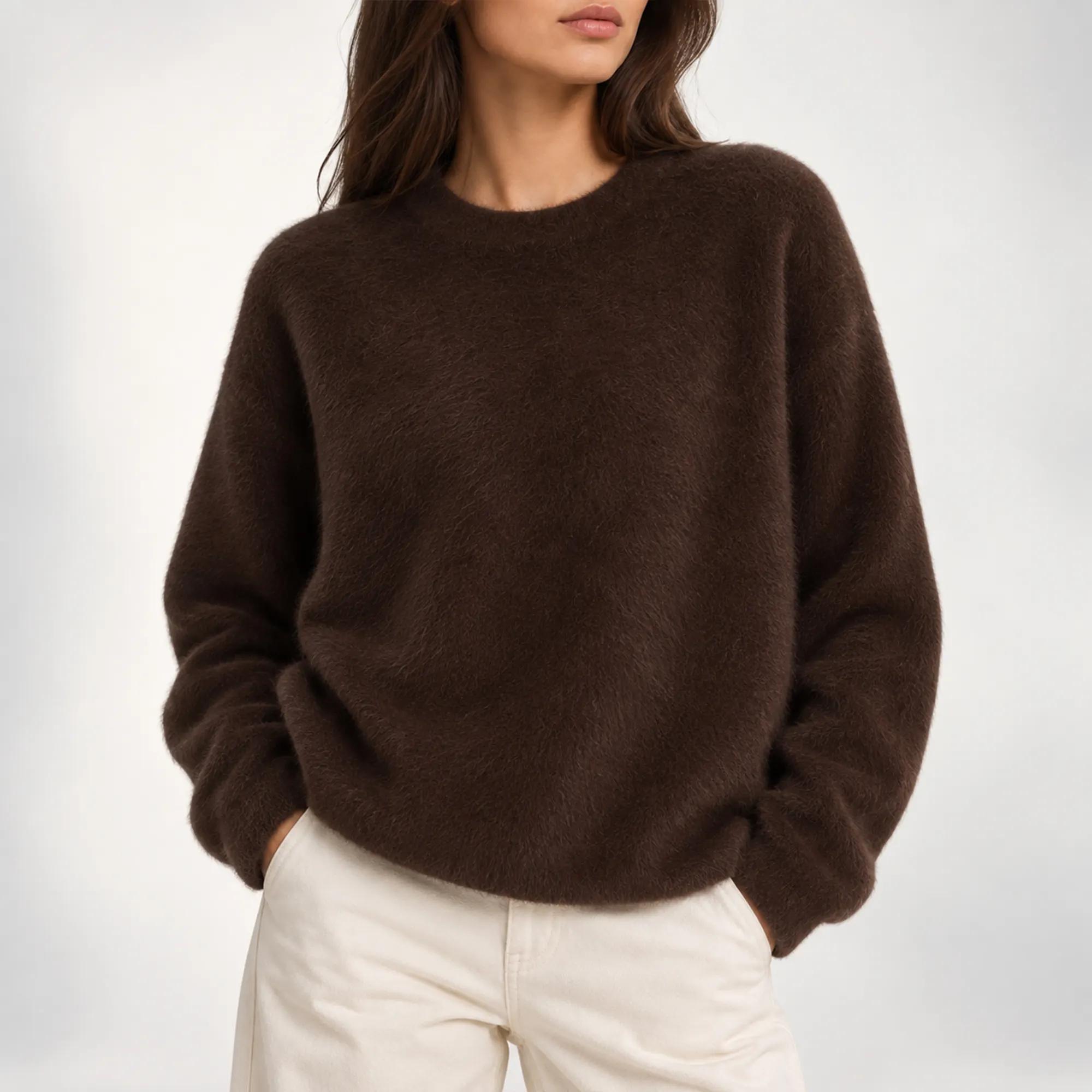 WOMEN'S CREWNECK PLUSH KNIT SWEATER alternative product image