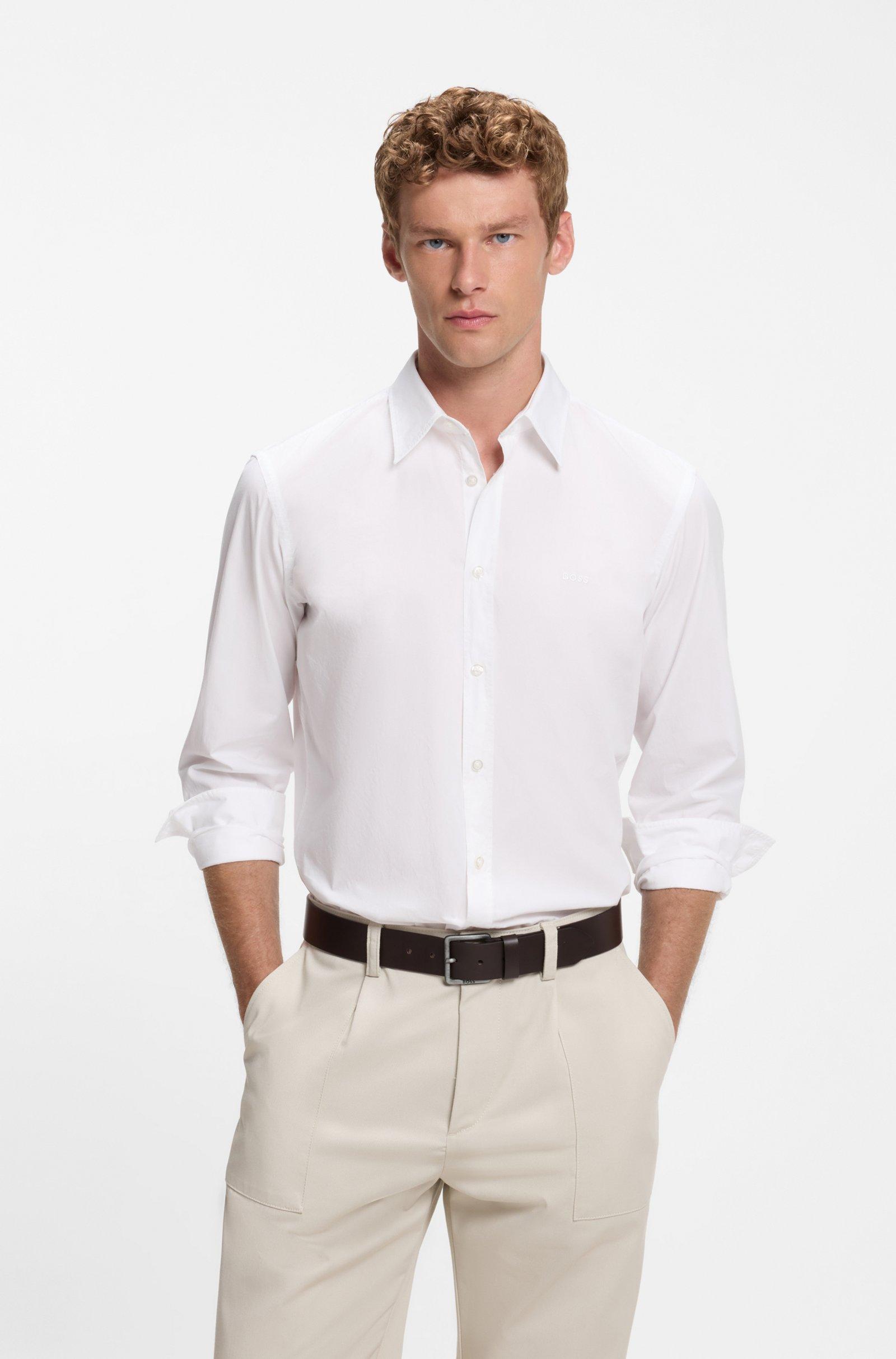 REGULAR-FIT SHIRT IN COTTON POPLIN WITH EMBROIDERED LOGO alternative product image