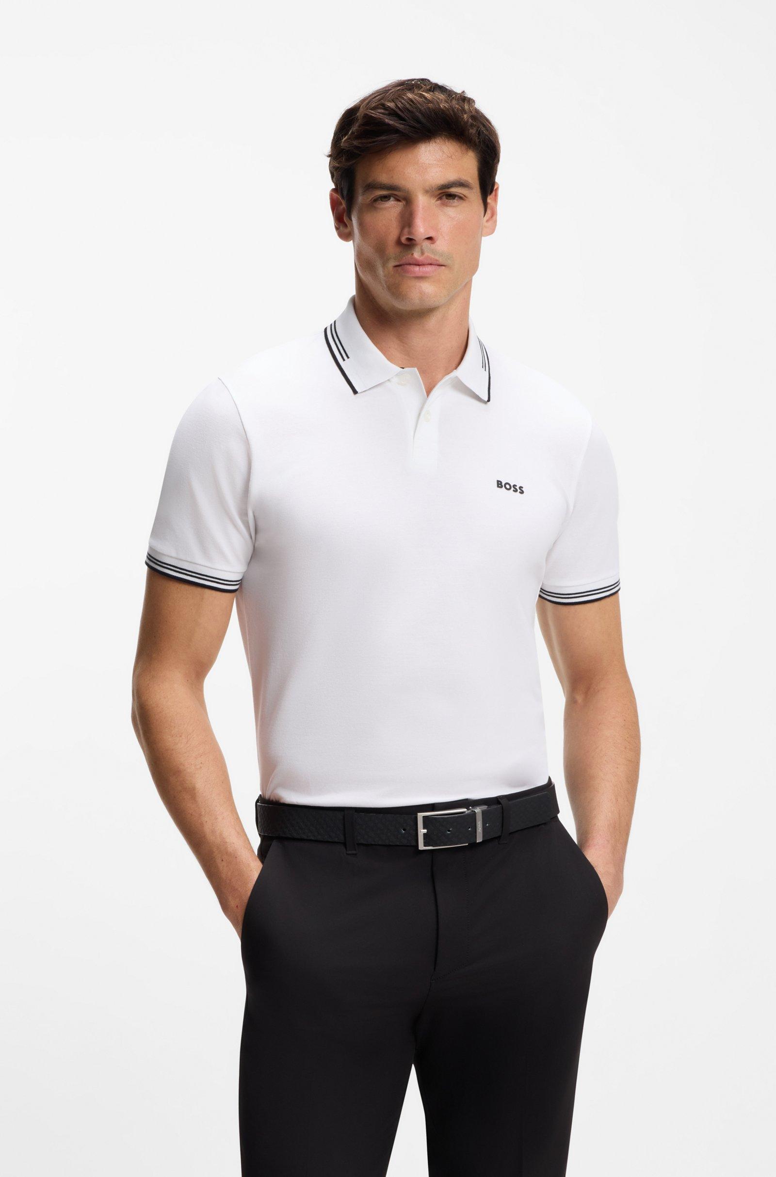 SLIM-FIT POLO SHIRT WITH CONTRAST-STRIPE DETAILS alternative product image