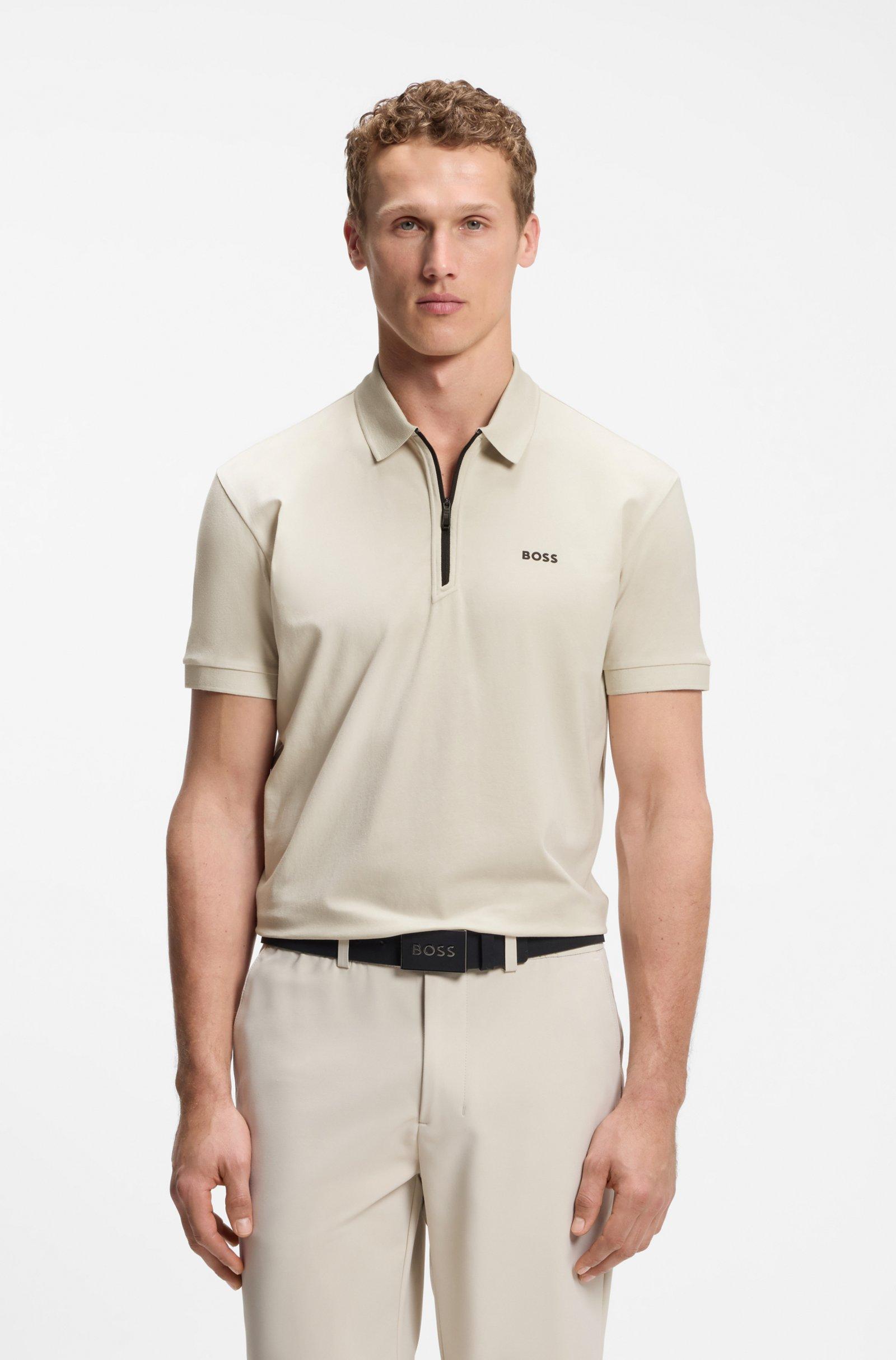 ZIPPER-NECK POLO SHIRT IN COTTON-BLEND JERSEY alternative product image