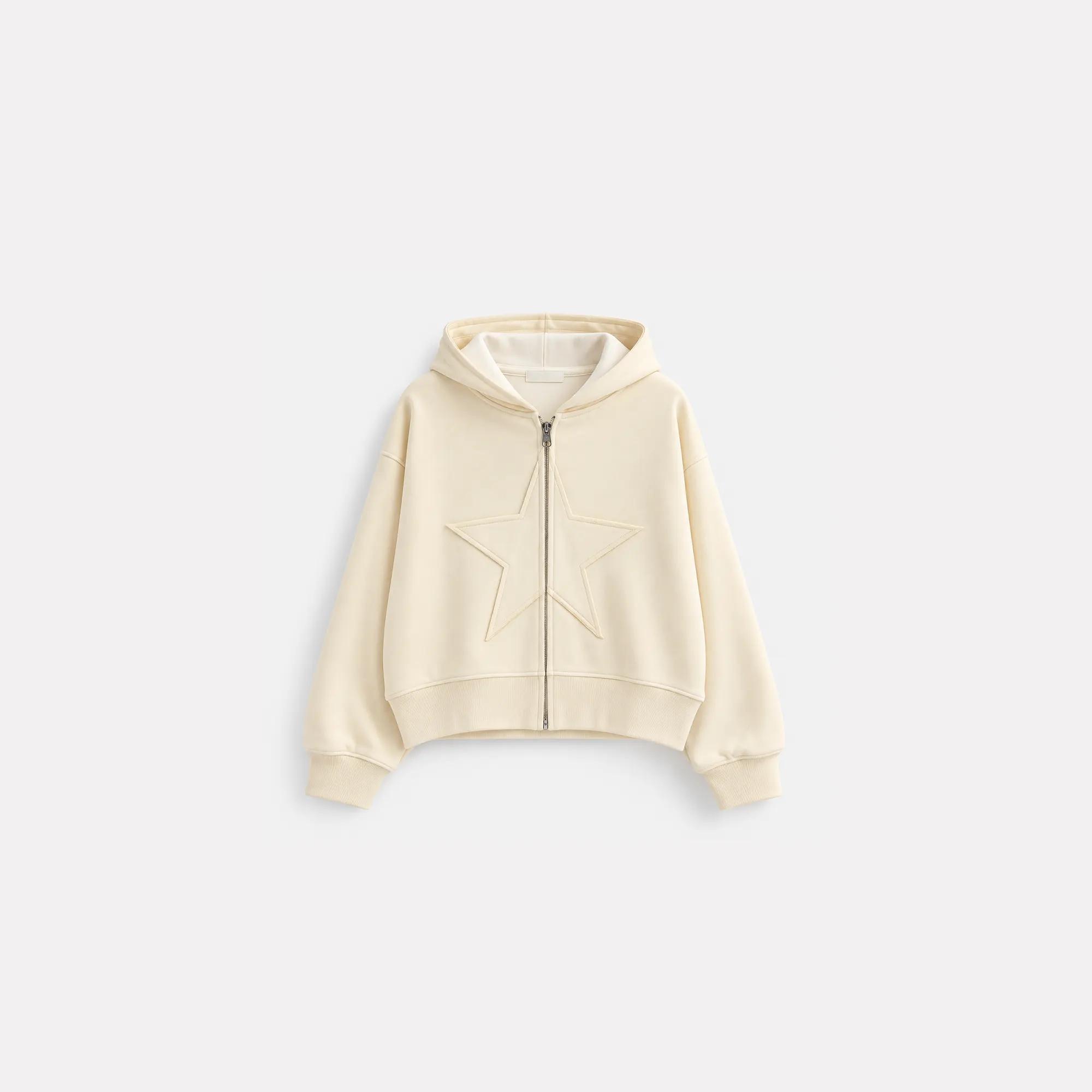 GIRLS' STAR EMBOSSED FULL-ZIP HOODED SWEATSHIRT media preview 2