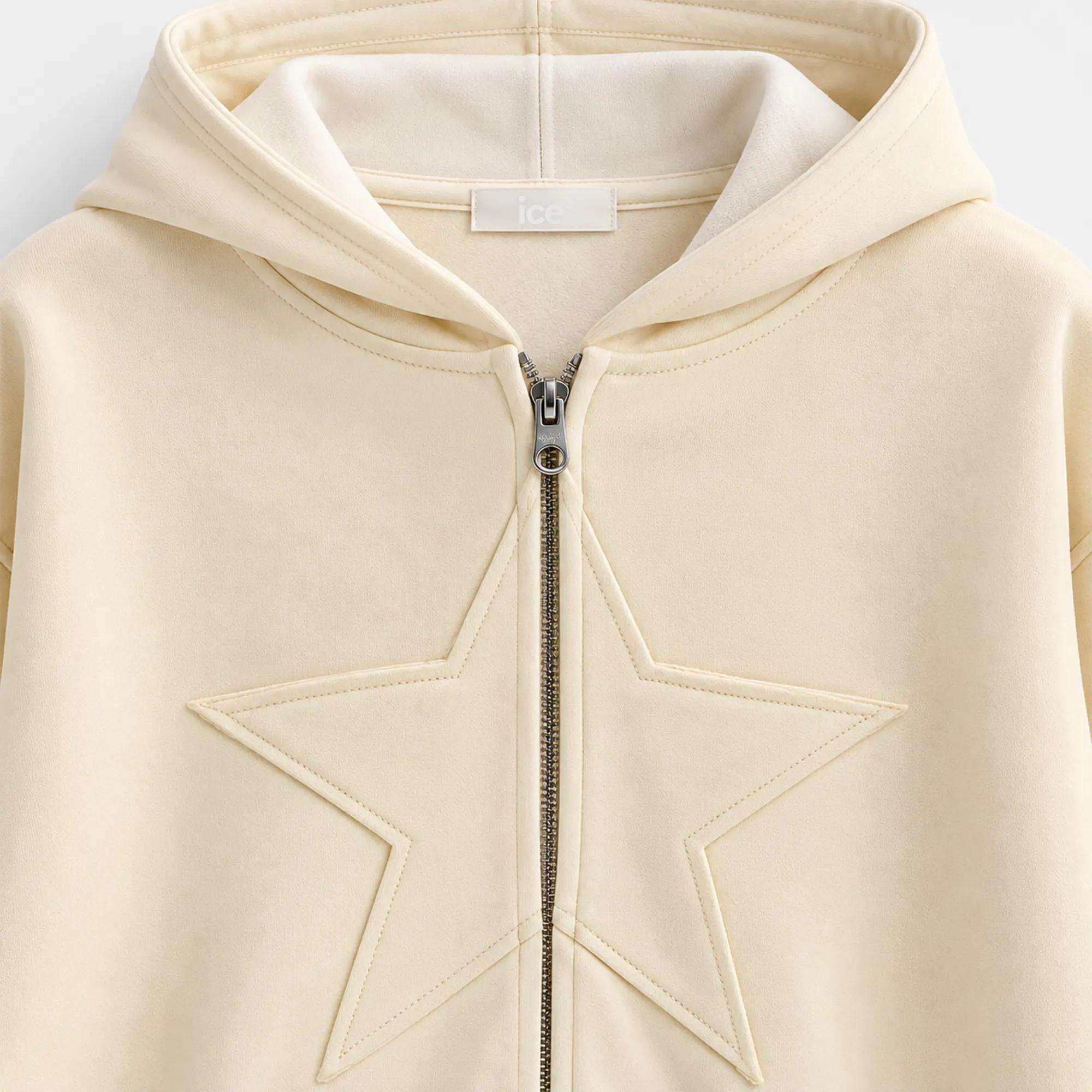 GIRLS' STAR EMBOSSED FULL-ZIP HOODED SWEATSHIRT Thumbnail 3