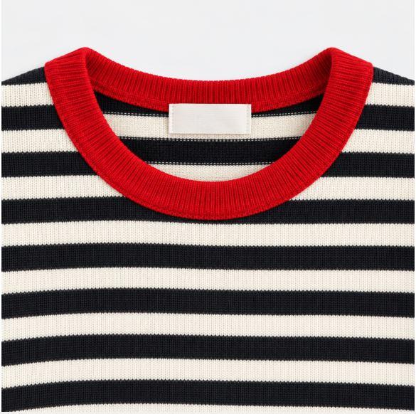 GIRL’S STRIPED CONTRAST-TRIM CREWNECK SWEATER media preview 3